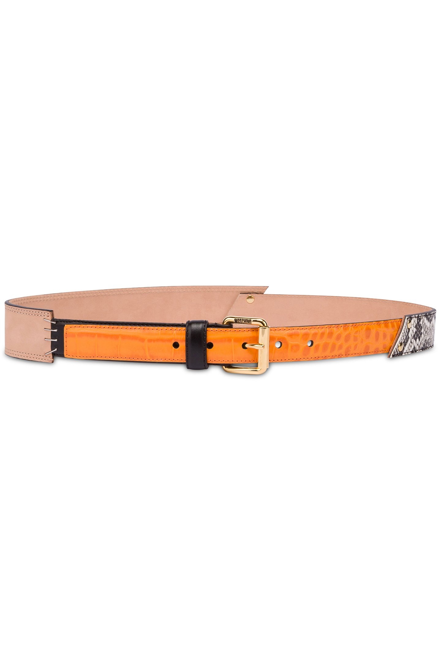 PATCHWORK CALFSKIN BELT ORANGE 1