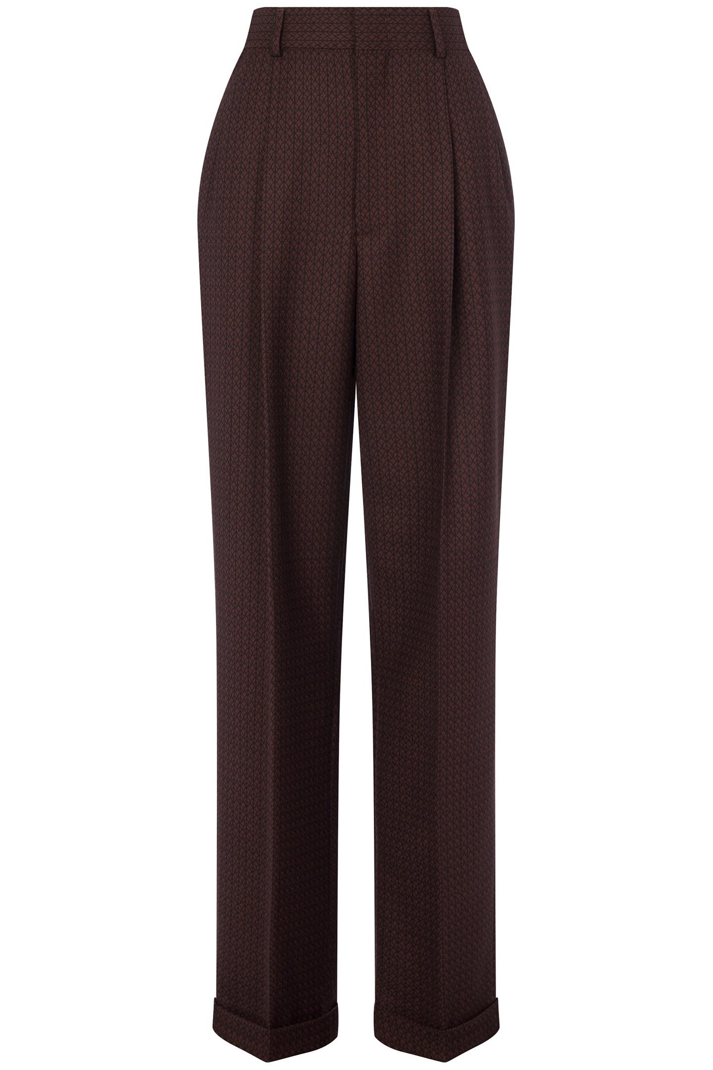 PEACE JACQUARD WOOL TROUSERS BROWN 3