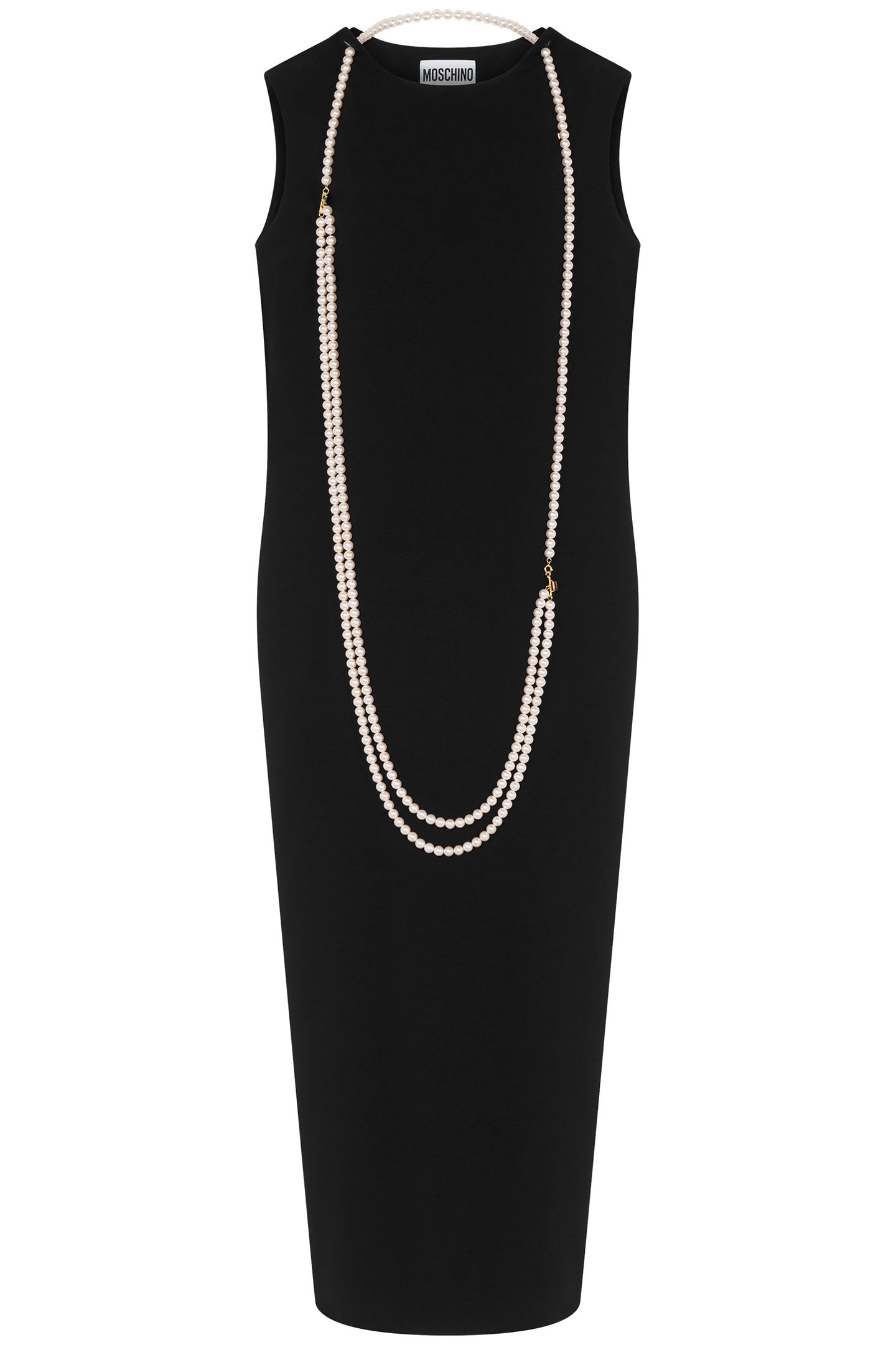 PEARLS STRETCH CREPE DRESS BLACK 3
