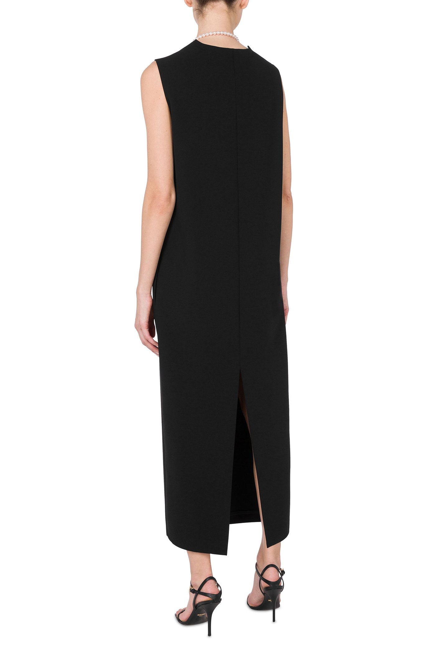PEARLS STRETCH CREPE DRESS BLACK 2