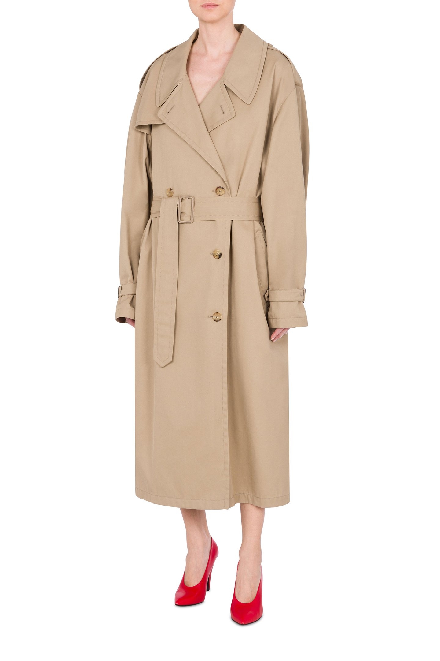 COTTON AND NYLON GABARDINE TRENCH COAT BEIGE 1