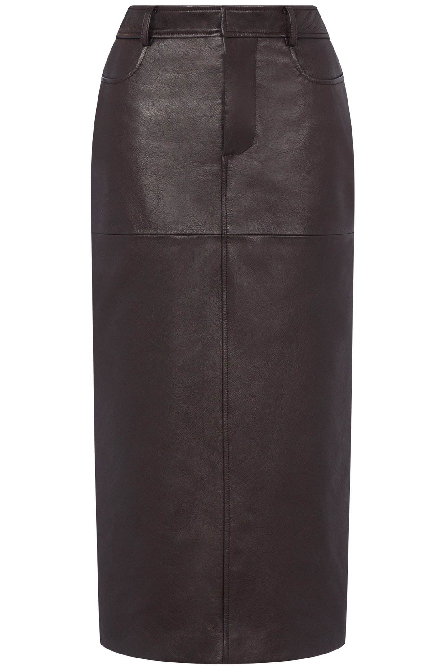 NAPPA LEATHER MIDI SKIRT BROWN 3