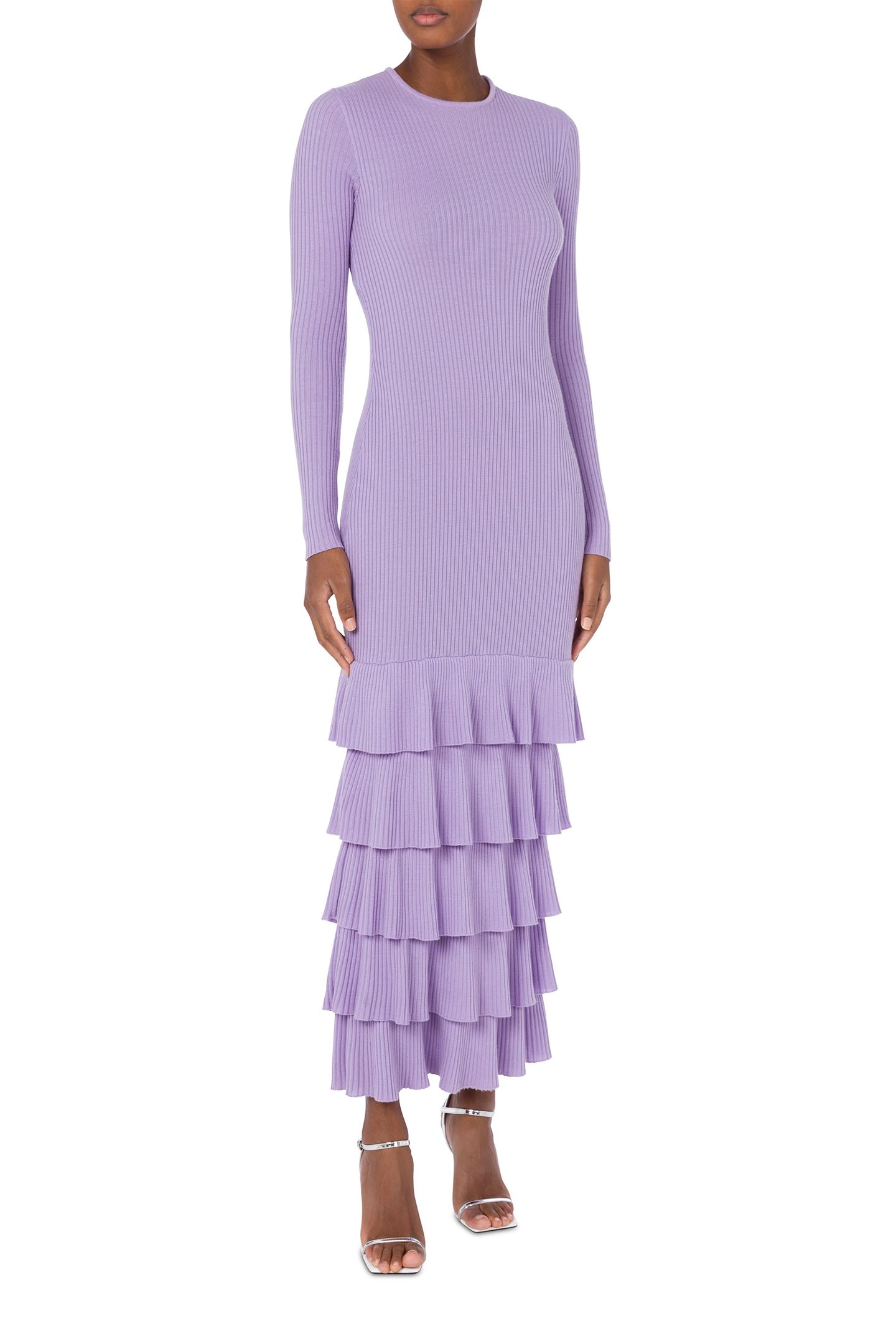 WOOL DRESS WITH RUFFLES VIOLET 1