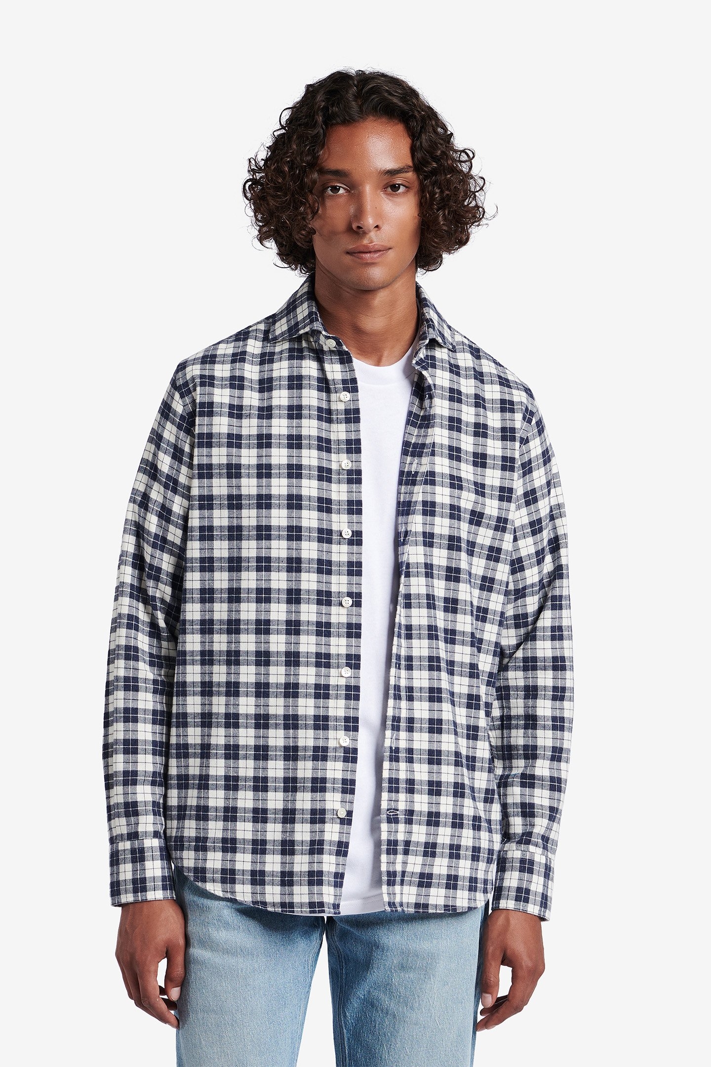 SPECIALIST CHECKED BRUSHED COTTON NAVY 1