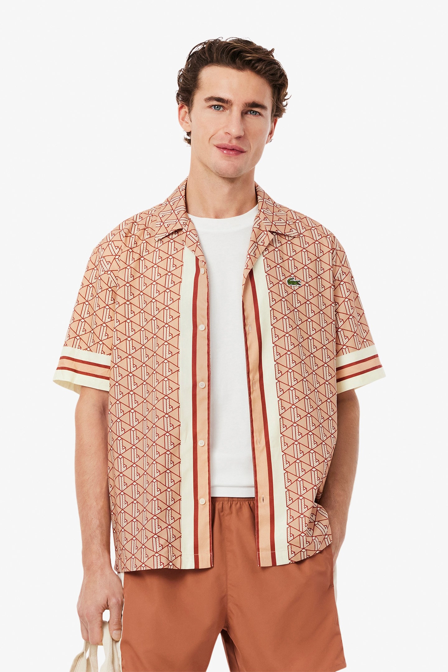 SHORTSLEEVE WOVEN SHIRT LATTE/IBERIS-CRYSTAL 1