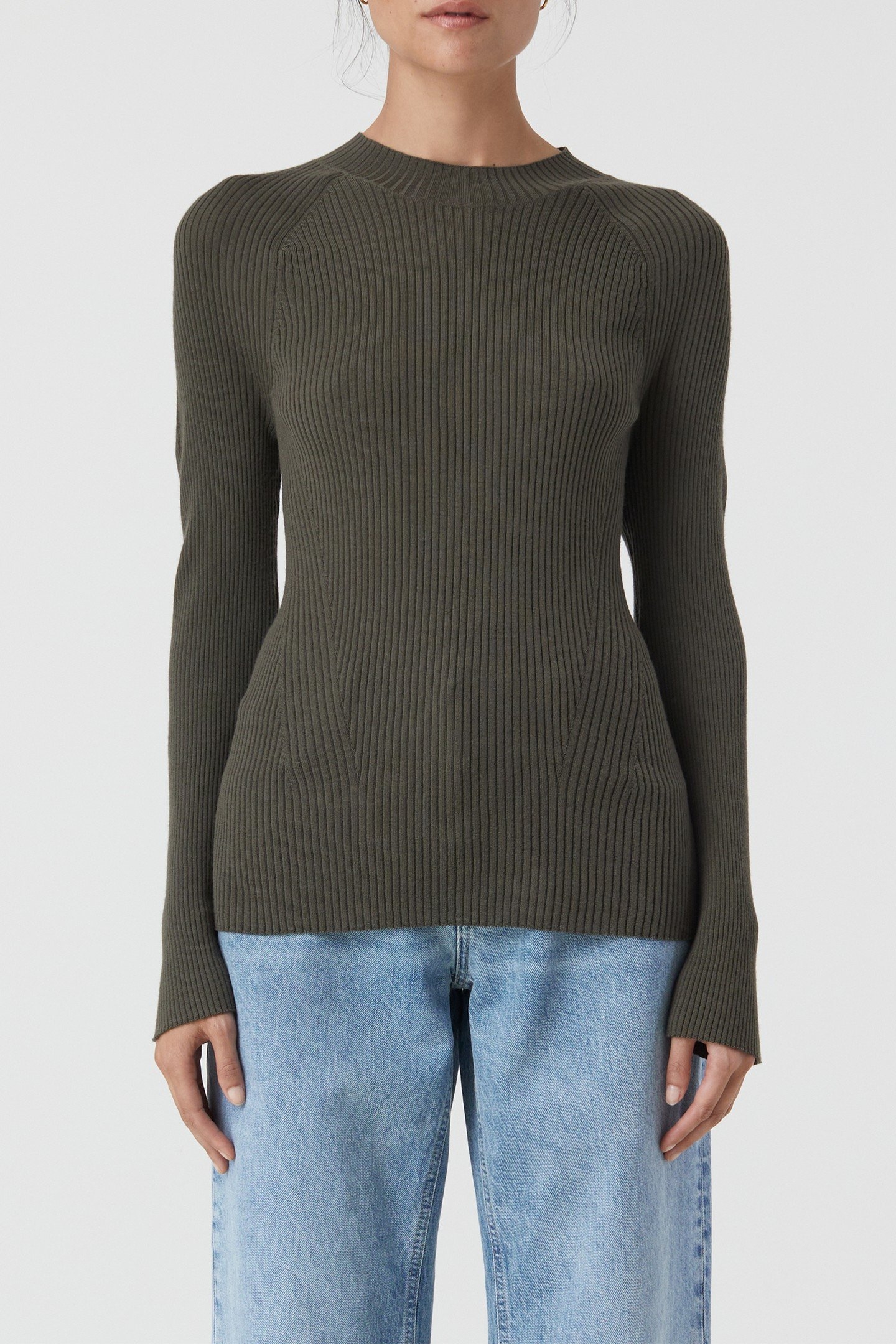 CREW NECK LONG SLEEVE KNITS ARMY GREEN 4