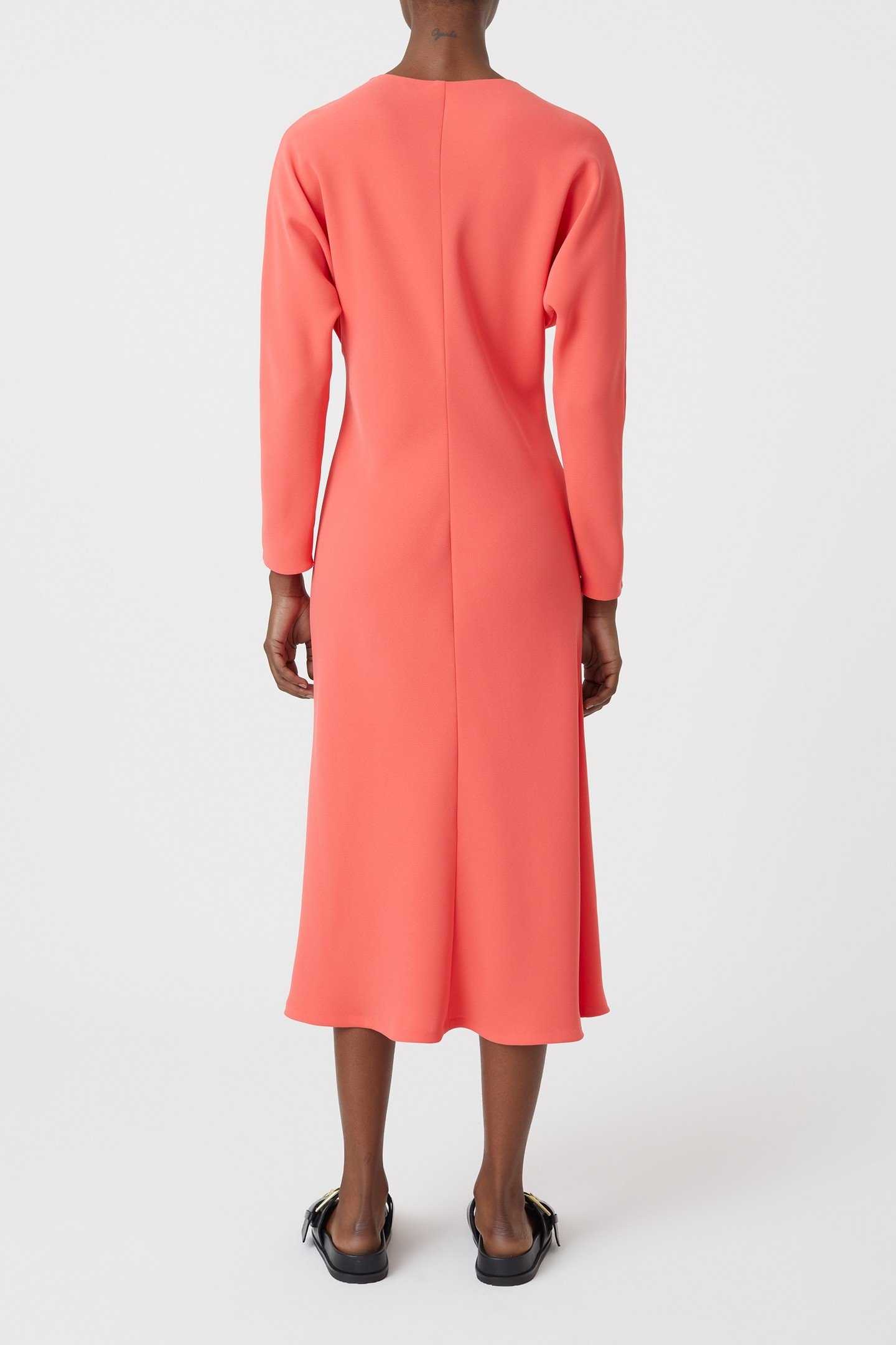 LONG V-NECK DRESS VIBRANT RED 5