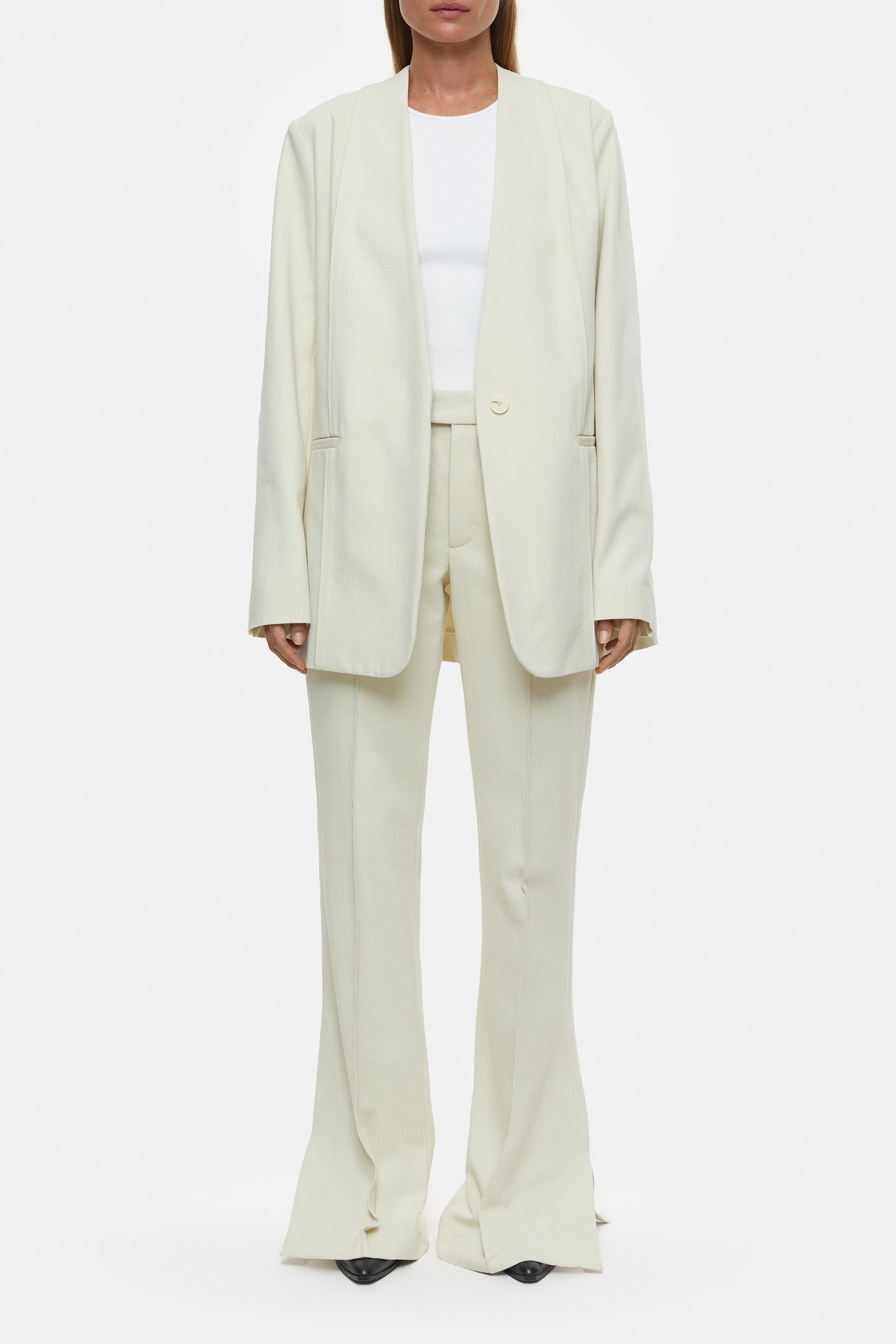 COLLARLESS BLAZER IVORY 1