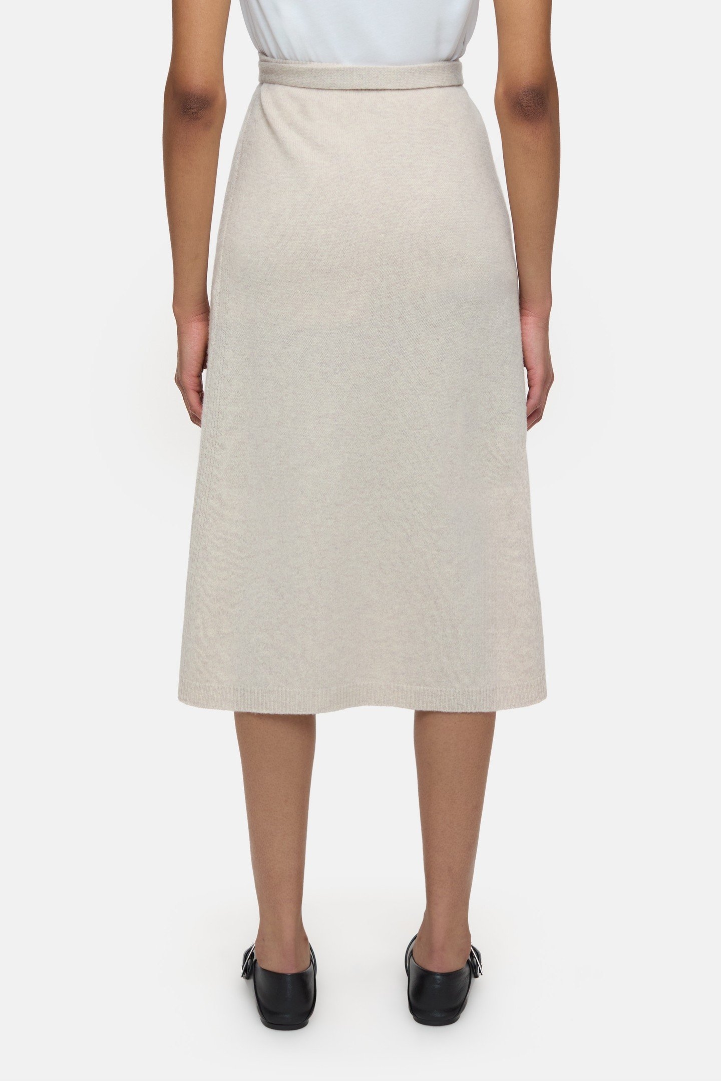 WOOL WRAP SKIRT PEARL BEIGE 2