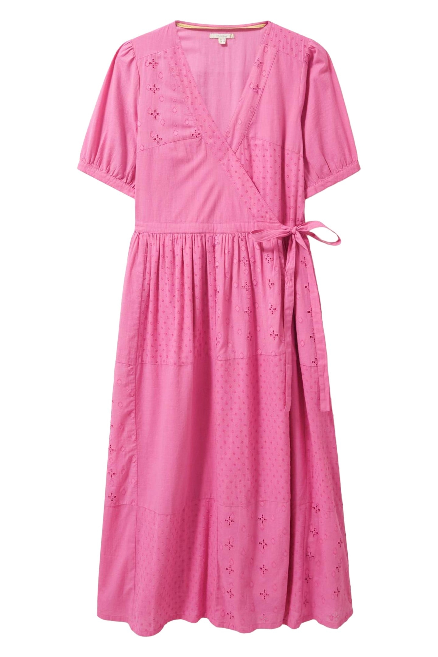 PATCHWORK BRODERIE MIDI DRESS BRIGHT PINK 3