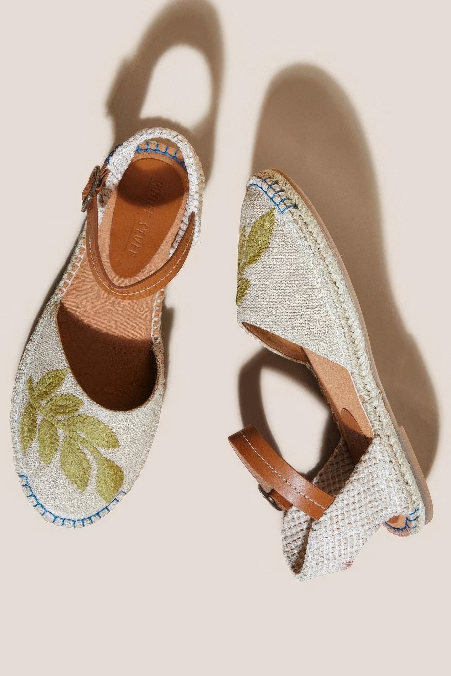 LEAF TWO PART FLAT ESPADRILLE NATURAL MULTI 5