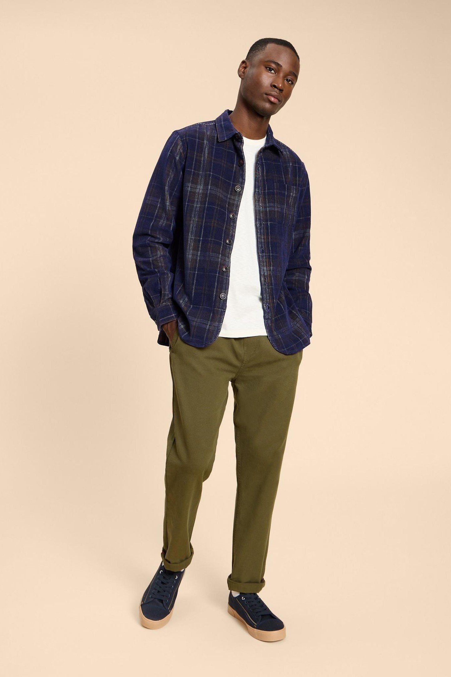 WHITWICK CORD CHECK SHIRT DARK NAVY 2