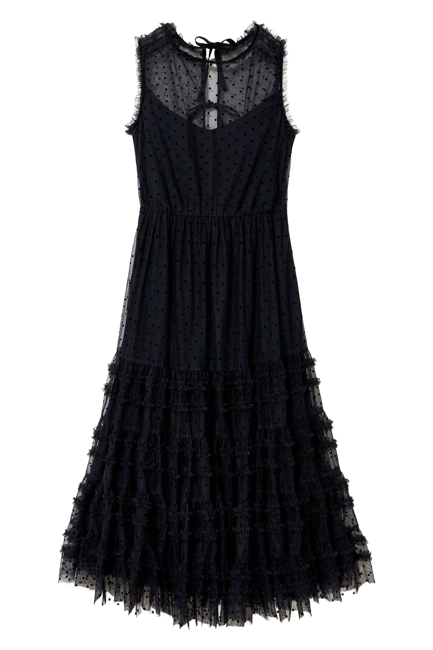 HIRAL FLOCK SPOT TULLE DRESS PURE BLACK 3