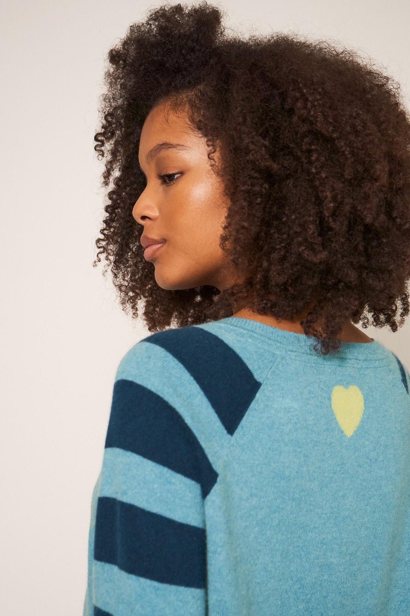 CLARA V NECK CASHMERE JUMPER BLUE MULTI 1