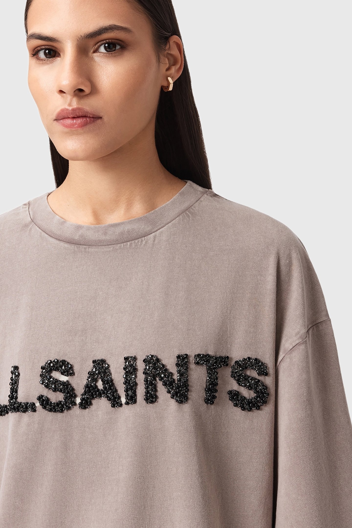 AMELIE AS EMB TEE STONE GREY 6