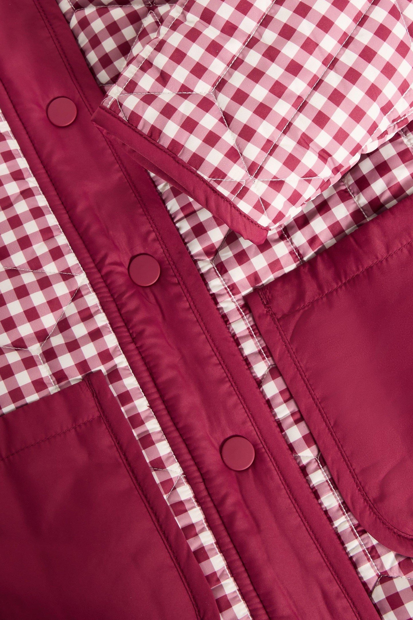 GINGHAM BORG LINED COAT DEEP RED 3