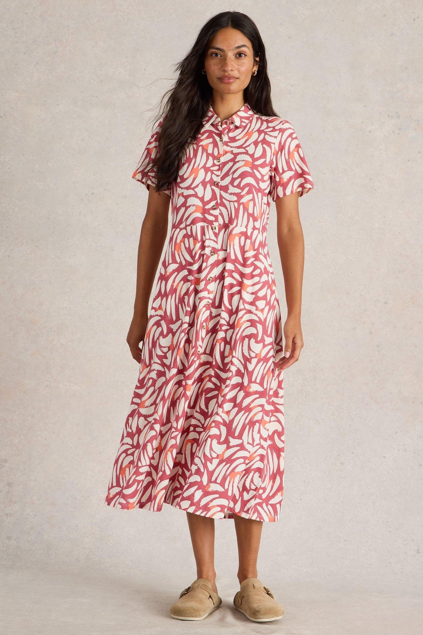 RUA JERSEY SHIRT DRESS PINK MULTI 1