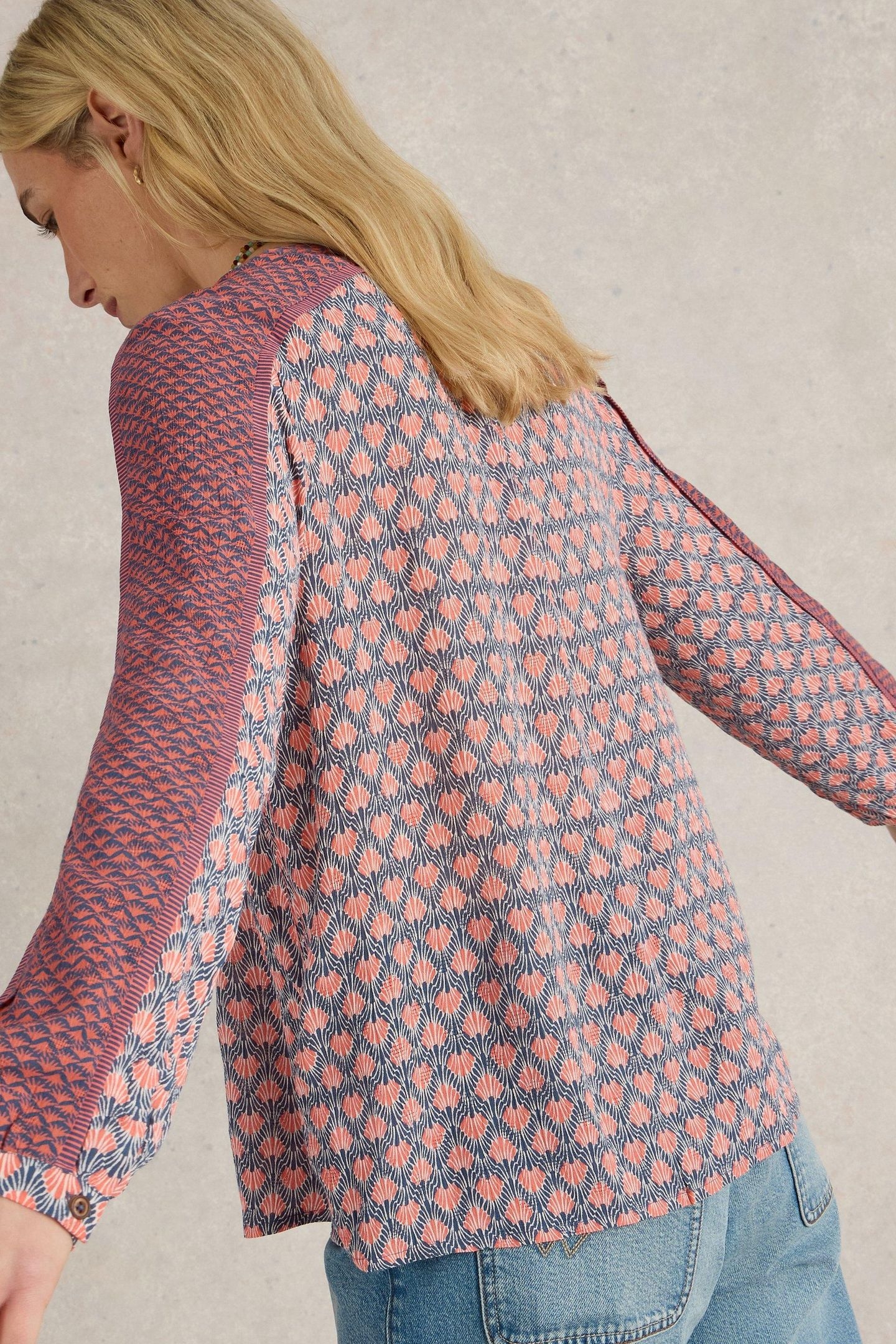 MABEL MIXED PRINT TOP NAVY MULTI 2