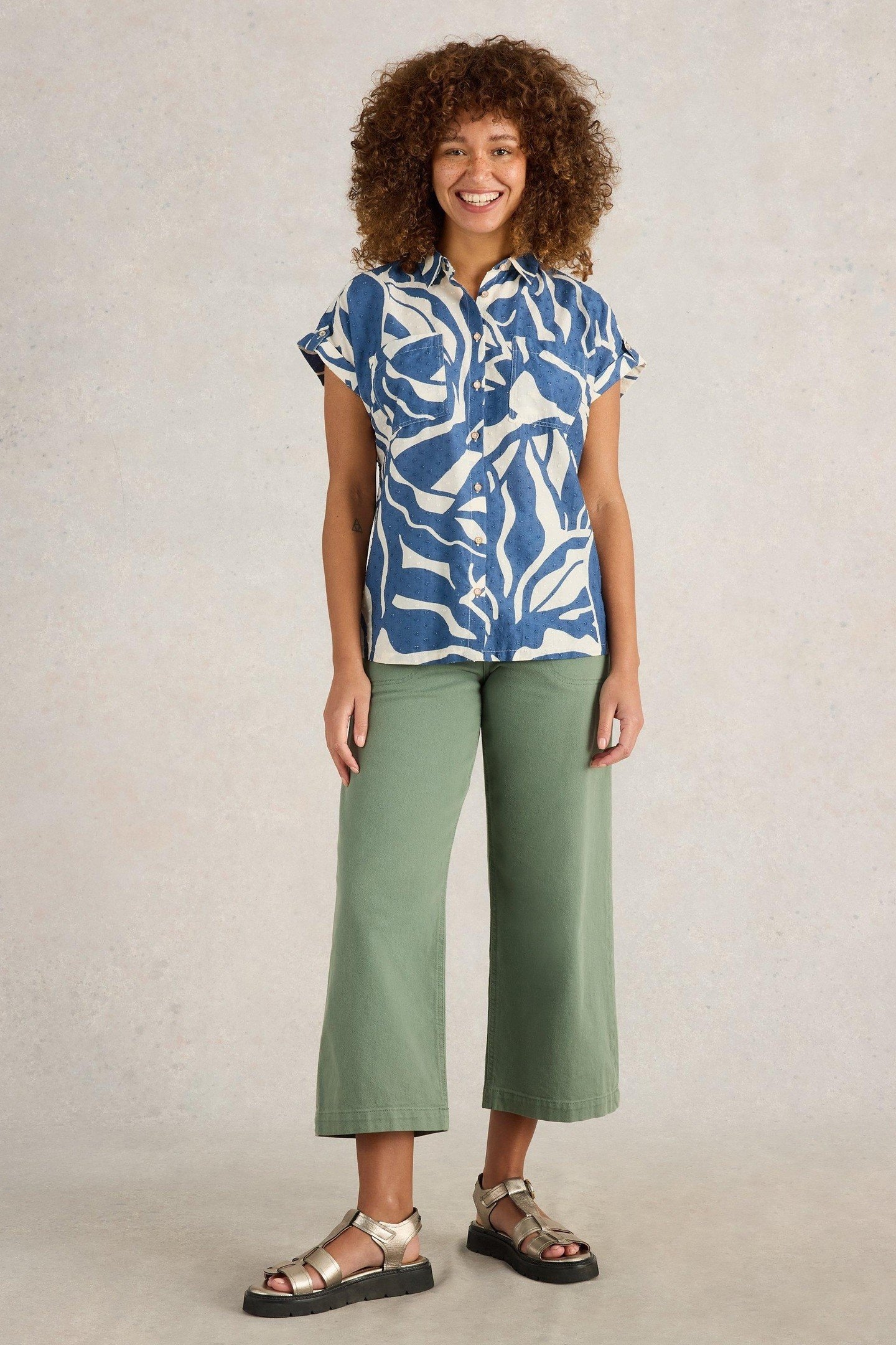 ELLIE ORGANIC COTTON SHIRT NAVY PRINT 1