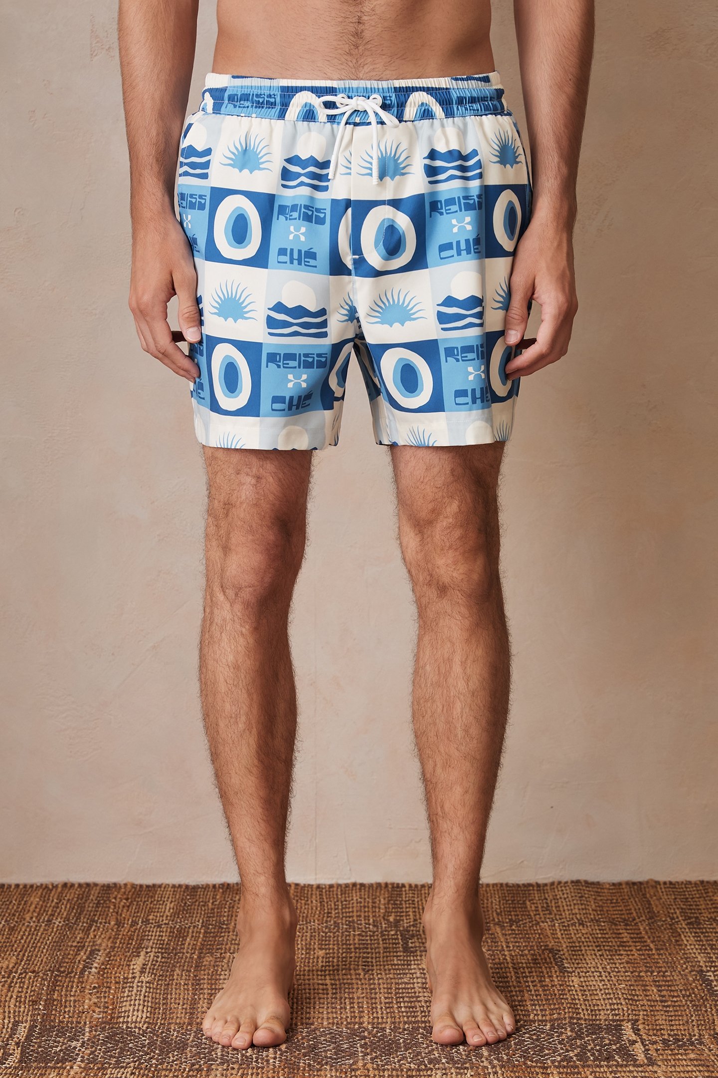 DRAWSTRING TILE SUNSET PRINT SWIMSHORT BLUE MULTI 1