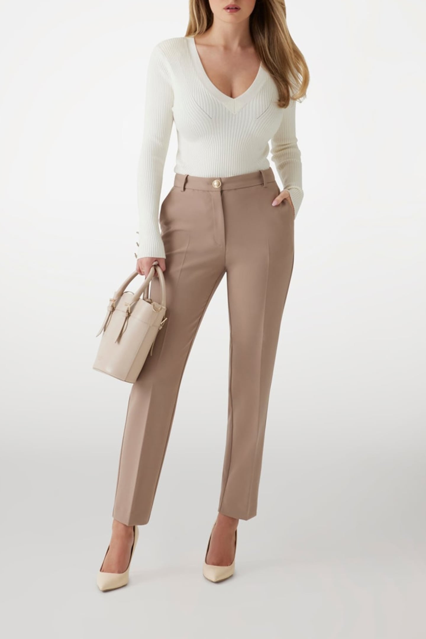 MARCIANO BY GUESS CELIA CHINO PANT SILK TAUPE 2