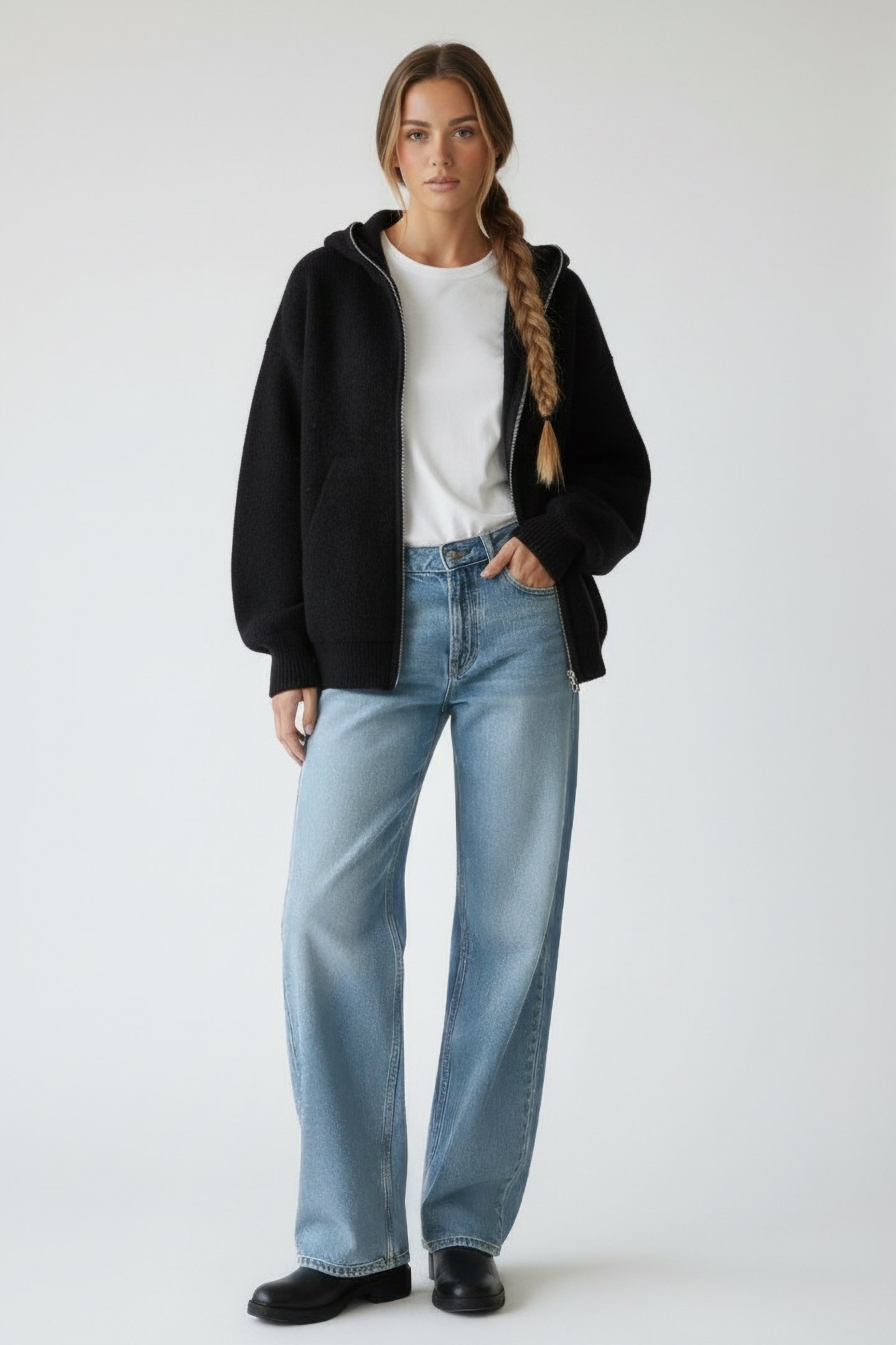 RICK OWENS – KNIT SWEATER GIMP HOODIE BLACK 2