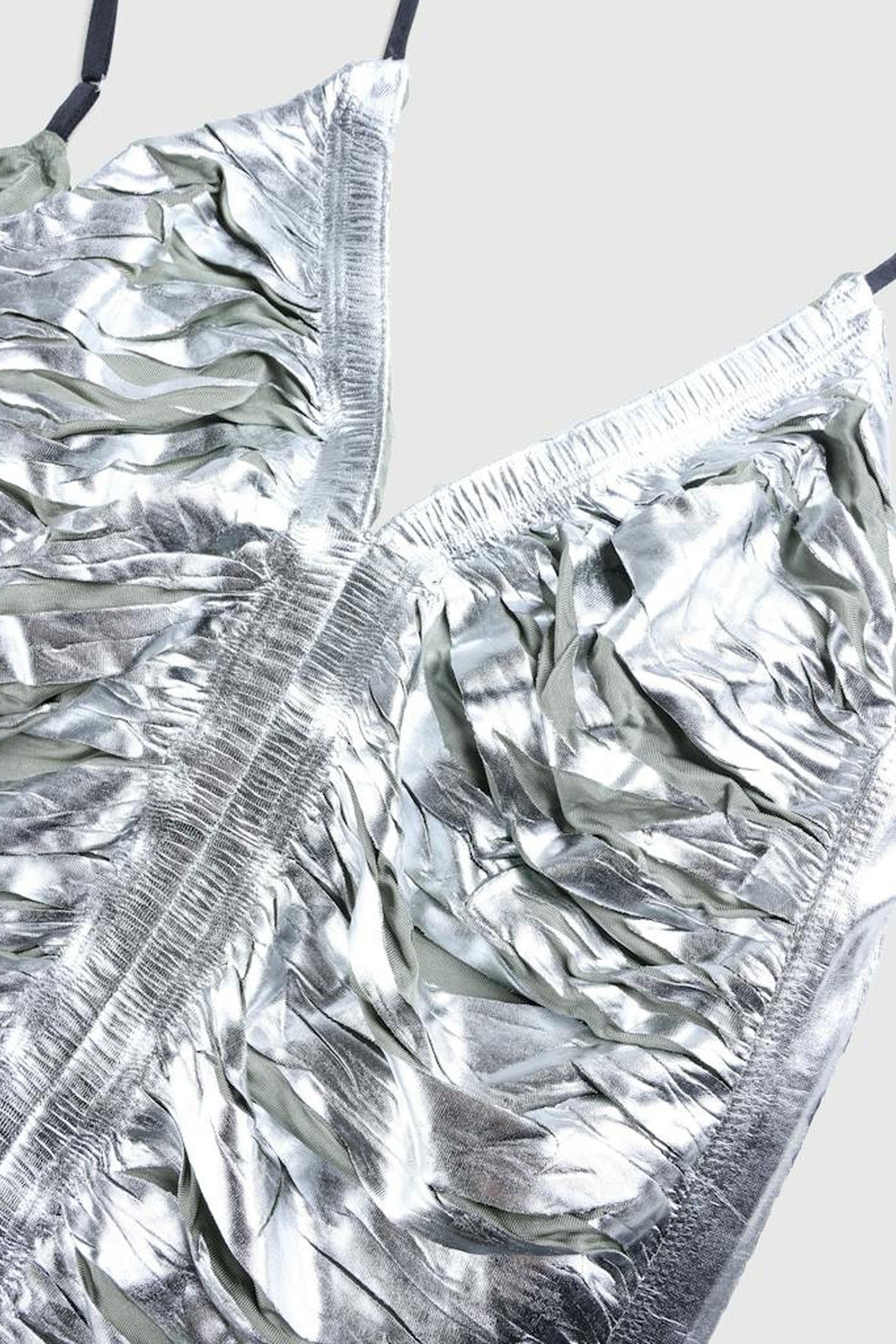 DIESEL – D-IAMANTE GATHERED MINI DRESS SILVER 4