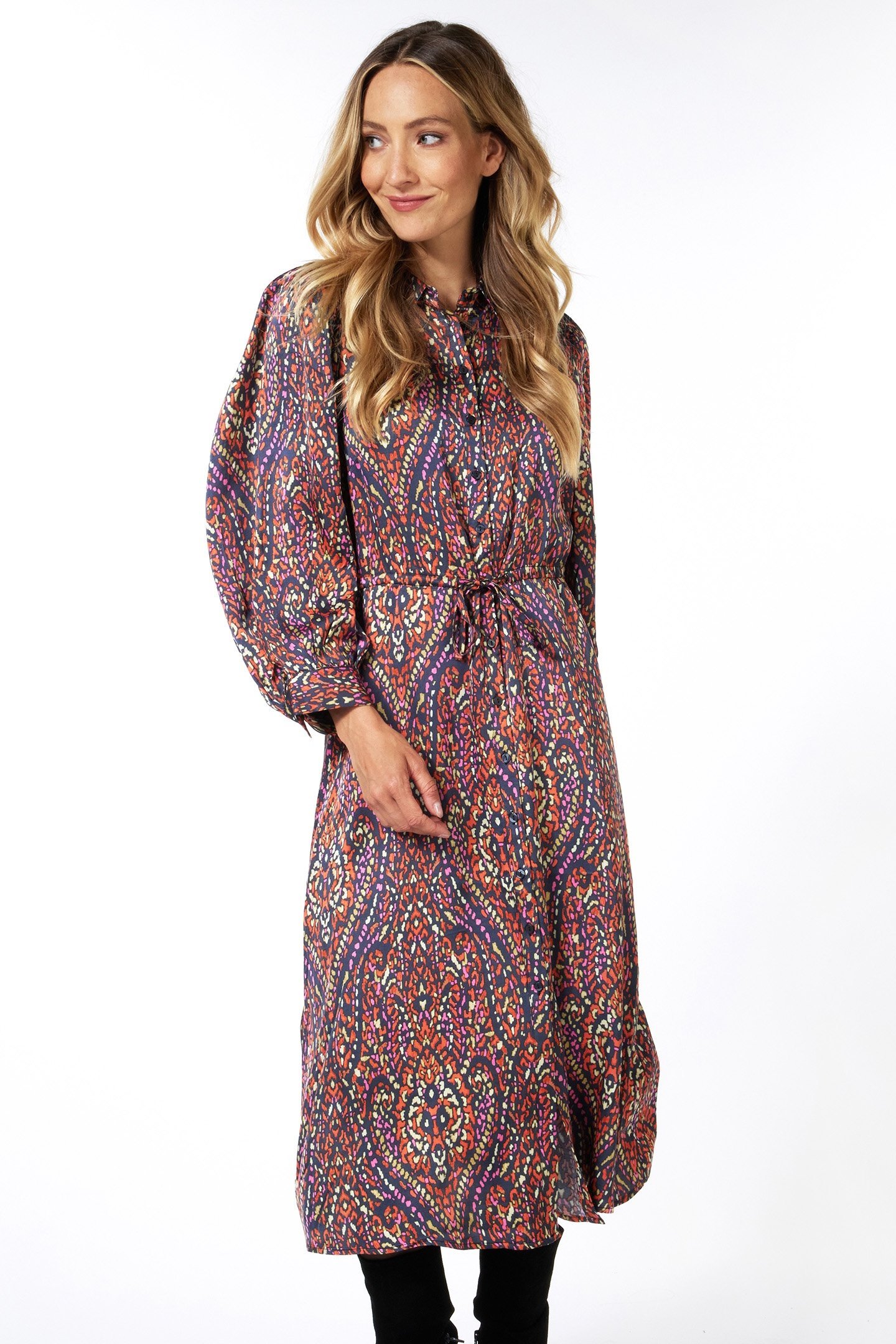 DRESS LONG SATEEN REWILDING PRINT 2