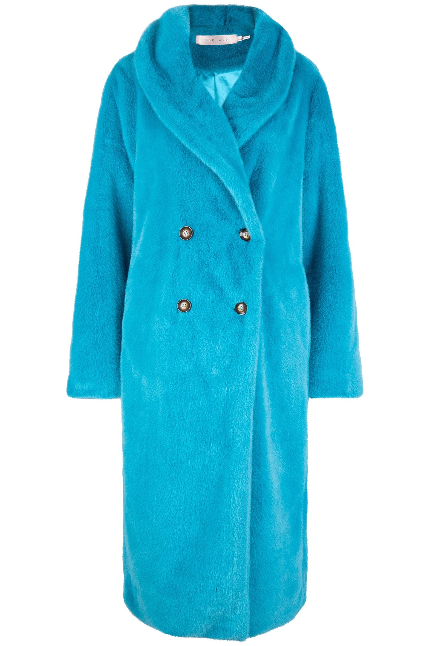 COAT SHAWL COLLAR FAKE FUR PETROL 4