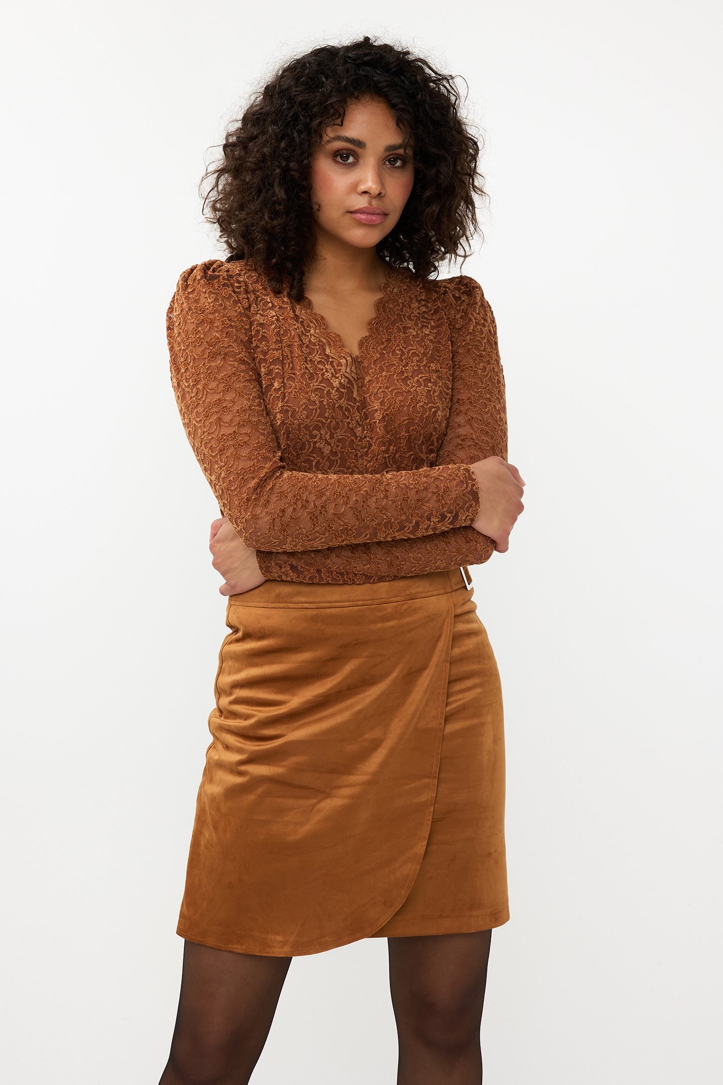 SKIRT OVERLAP SUEDINE CAMEL 3