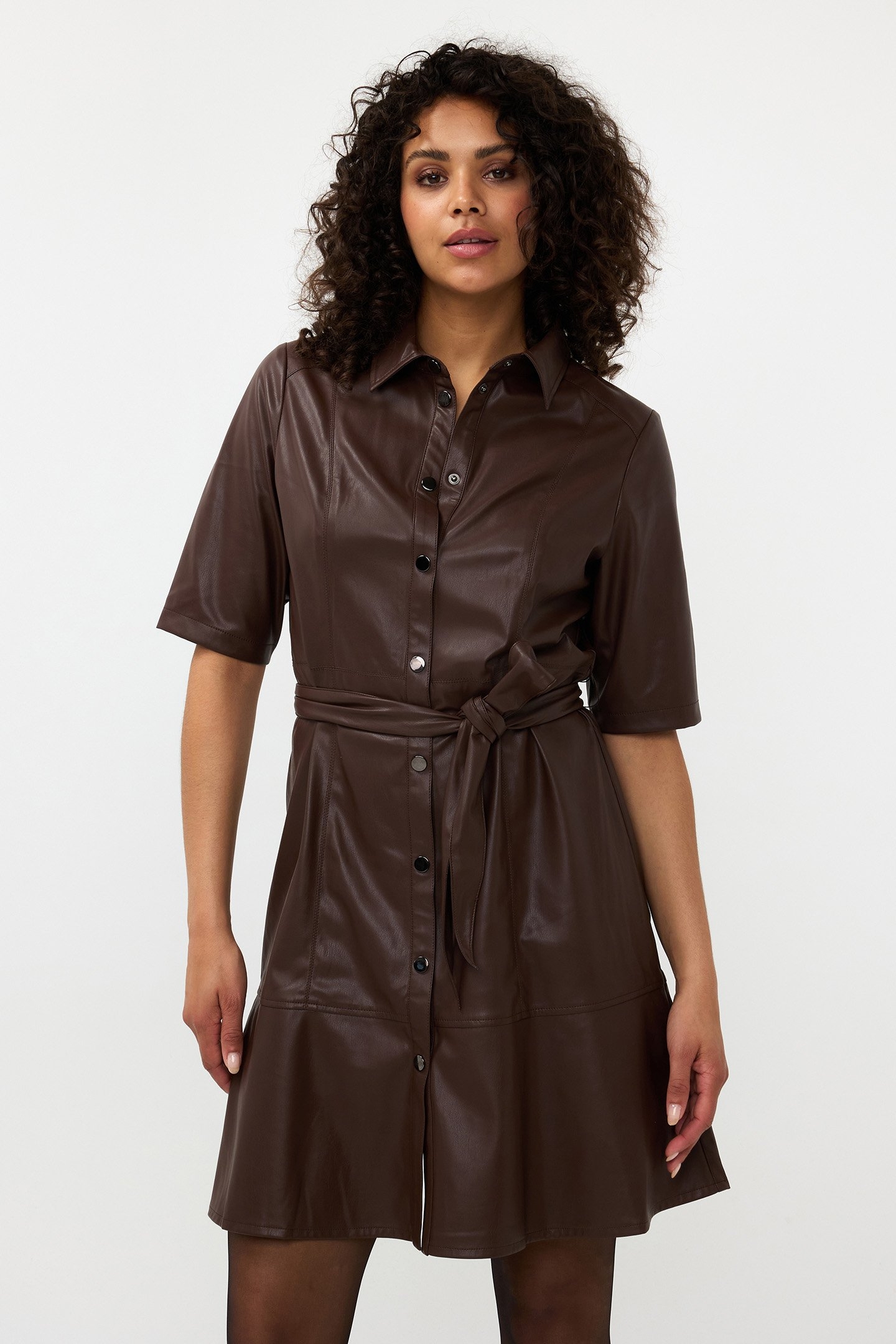 DRESS VEGAN LEATHER CHOCOLATE 1