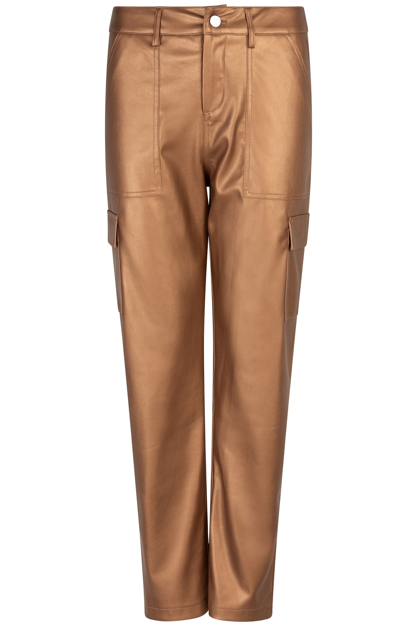 TROUSERS CARGO VEGAN LEATHER BRANDY 5