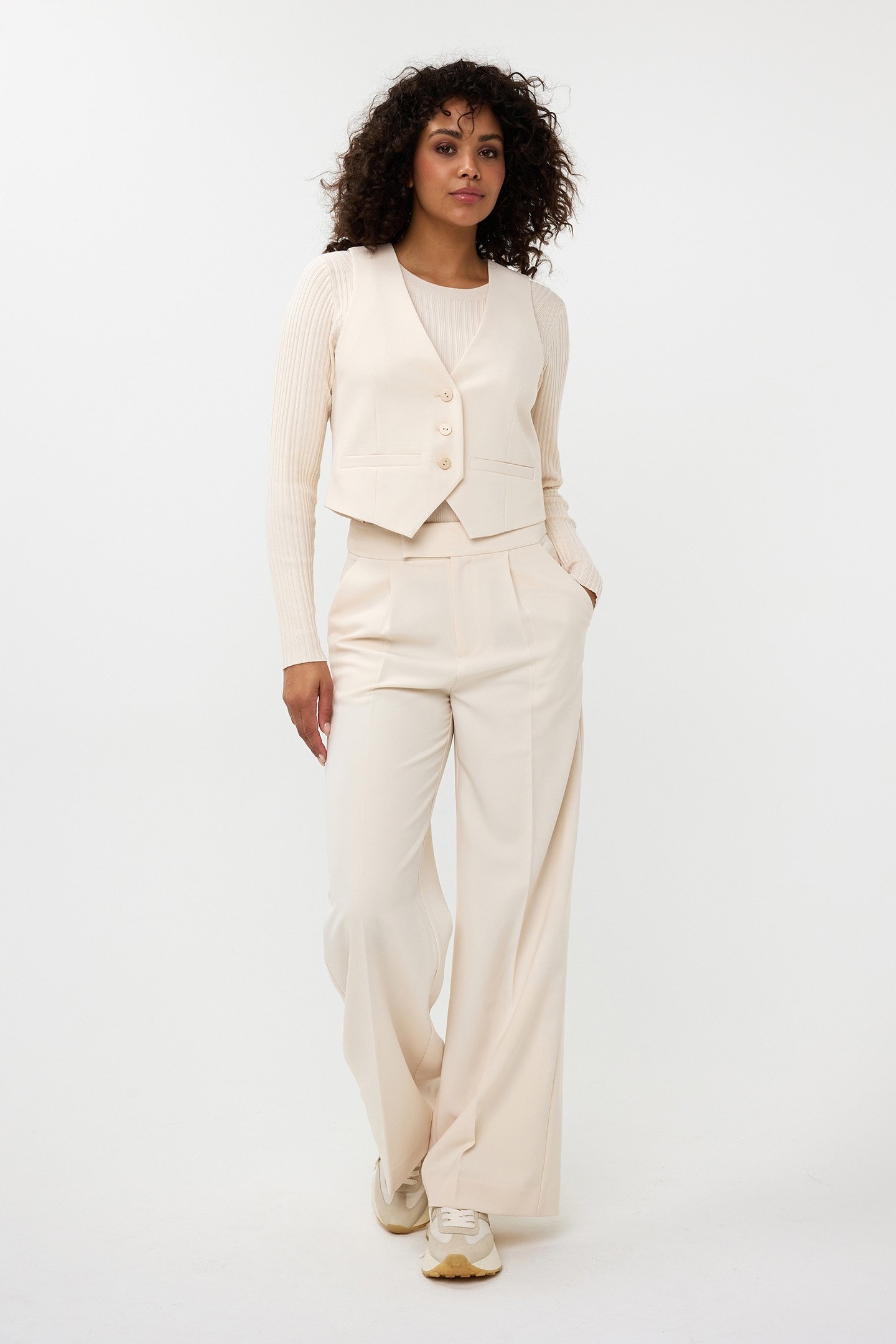 TROUSERS HIGH WAIST WIDE CITY BEIGE 3