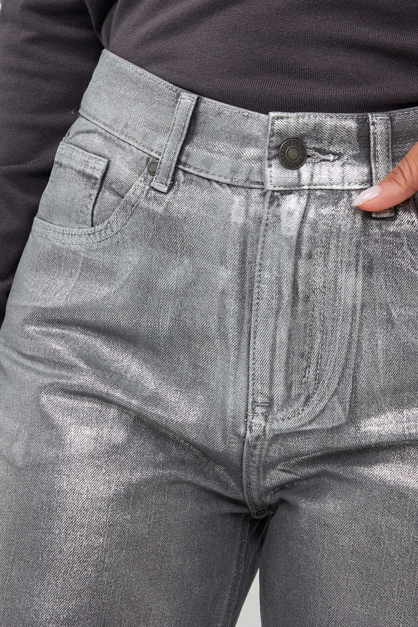 TROUSERS JEANS METALLIC COATED DARK GREY 6