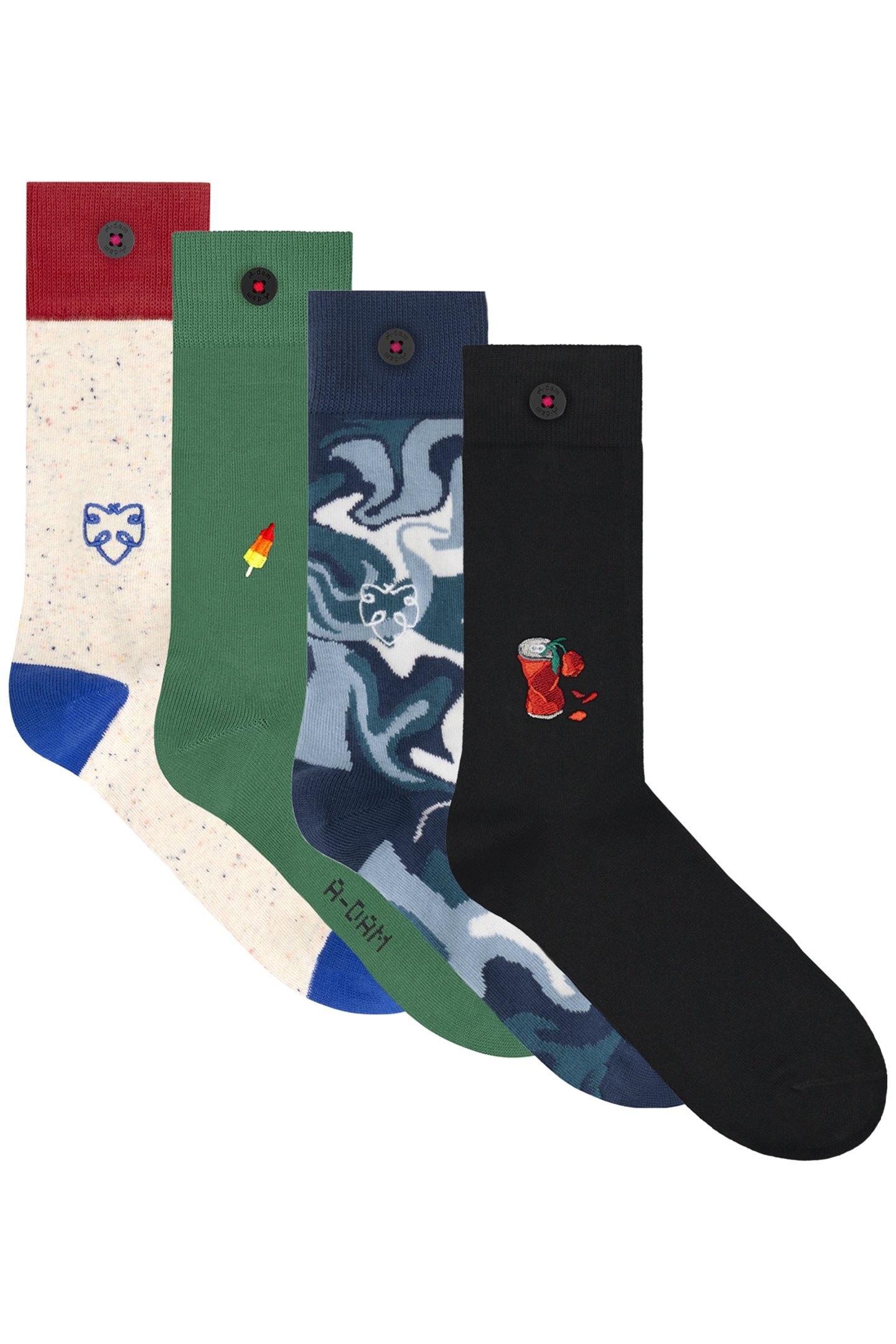 UNISEX A-DAM 4-PACK CASUAL SOCKS MULTICOLOR 1