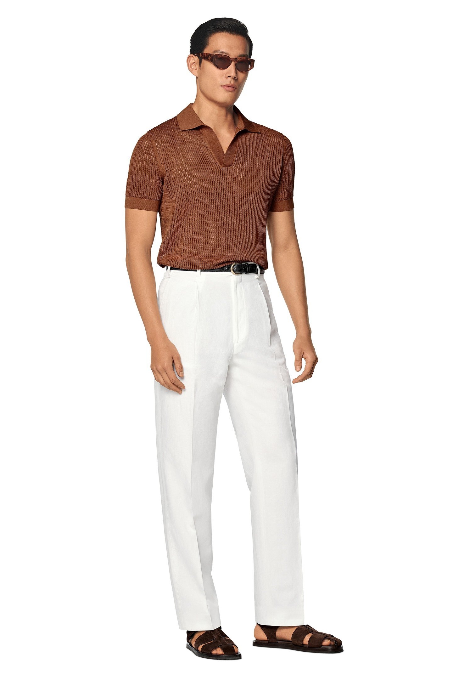 SS BUTTONLESS POLO CROCHET RUST DARK ORANGE 2