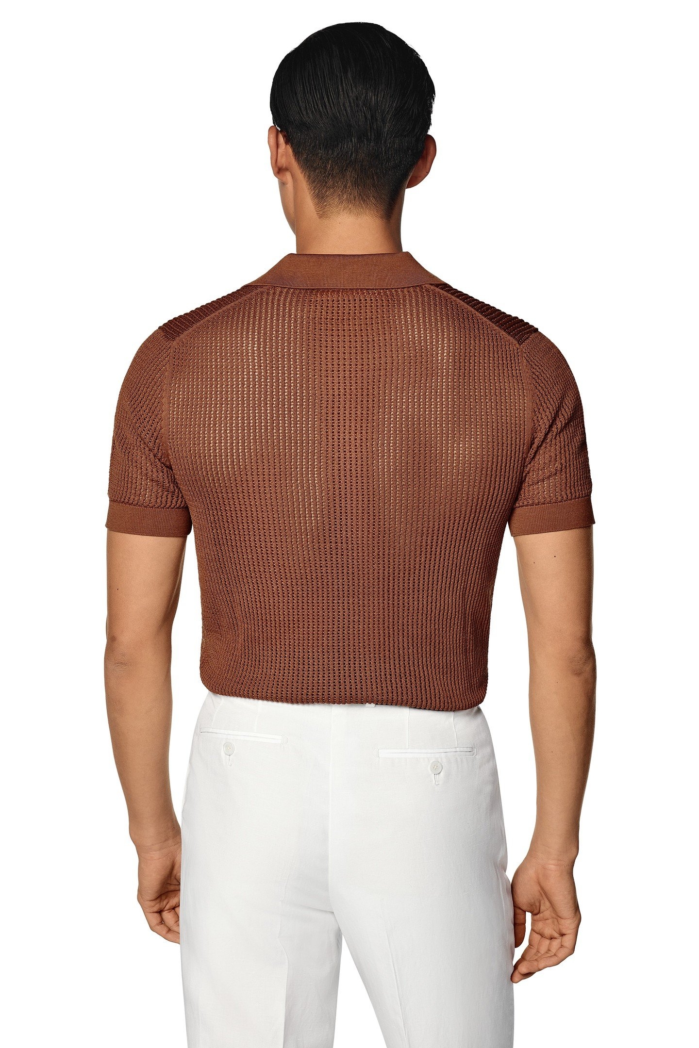 SS BUTTONLESS POLO CROCHET RUST DARK ORANGE 3