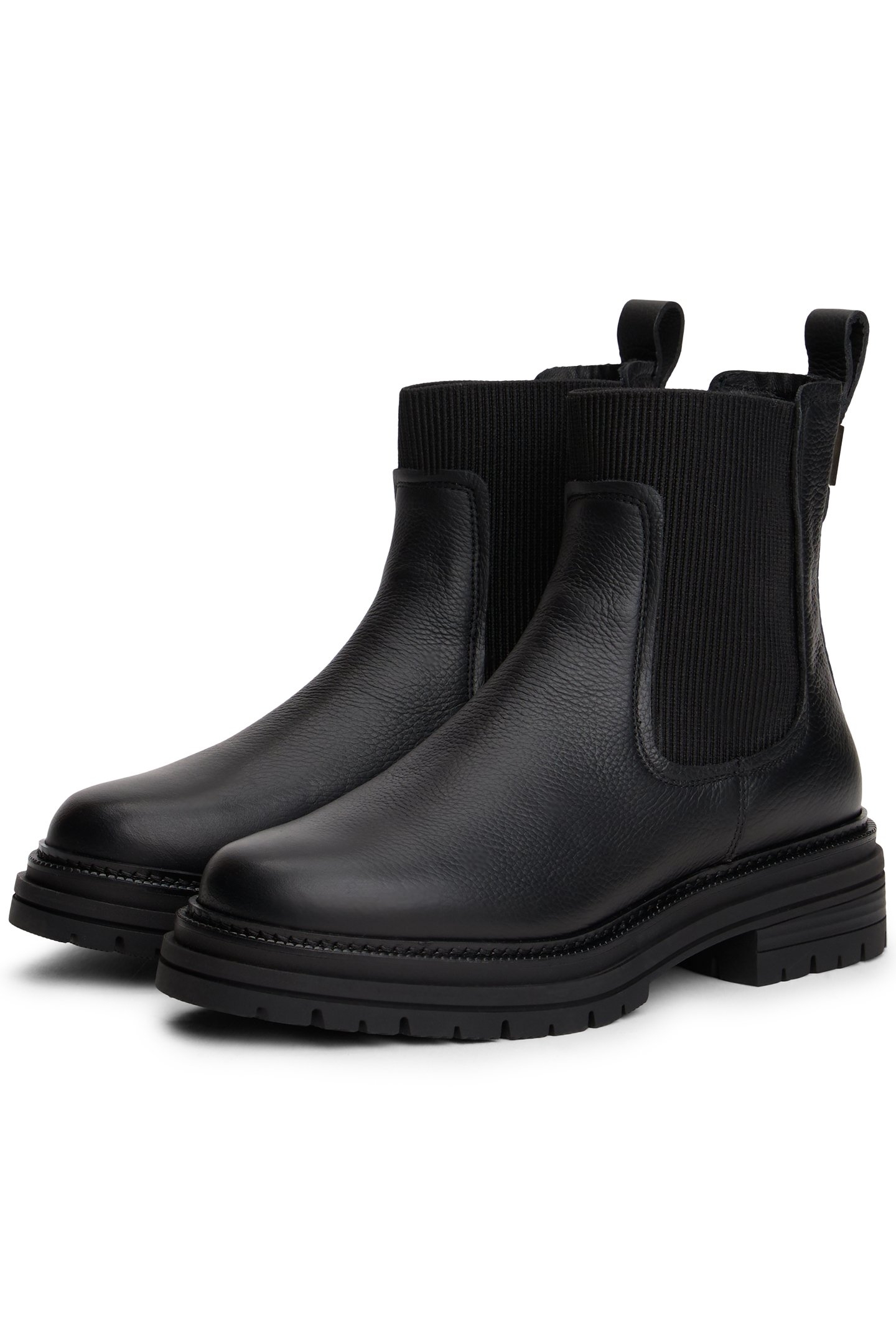 PEBBLE GRAIN LEATHER CHELSEA BOOTS BLACK 2