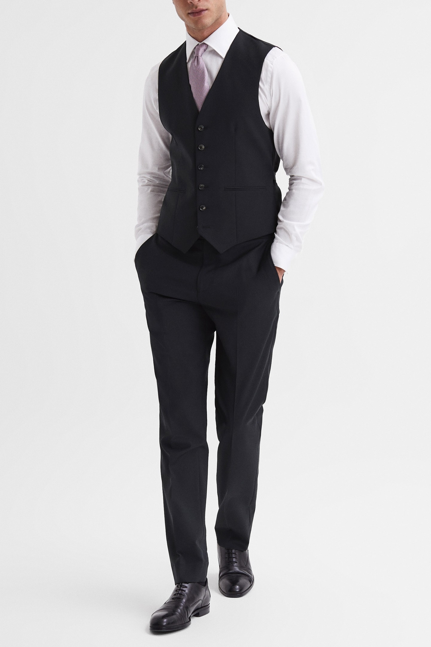 TRAVEL PLAIN WEAVE MODERN WAISTCOAT BLACK 2