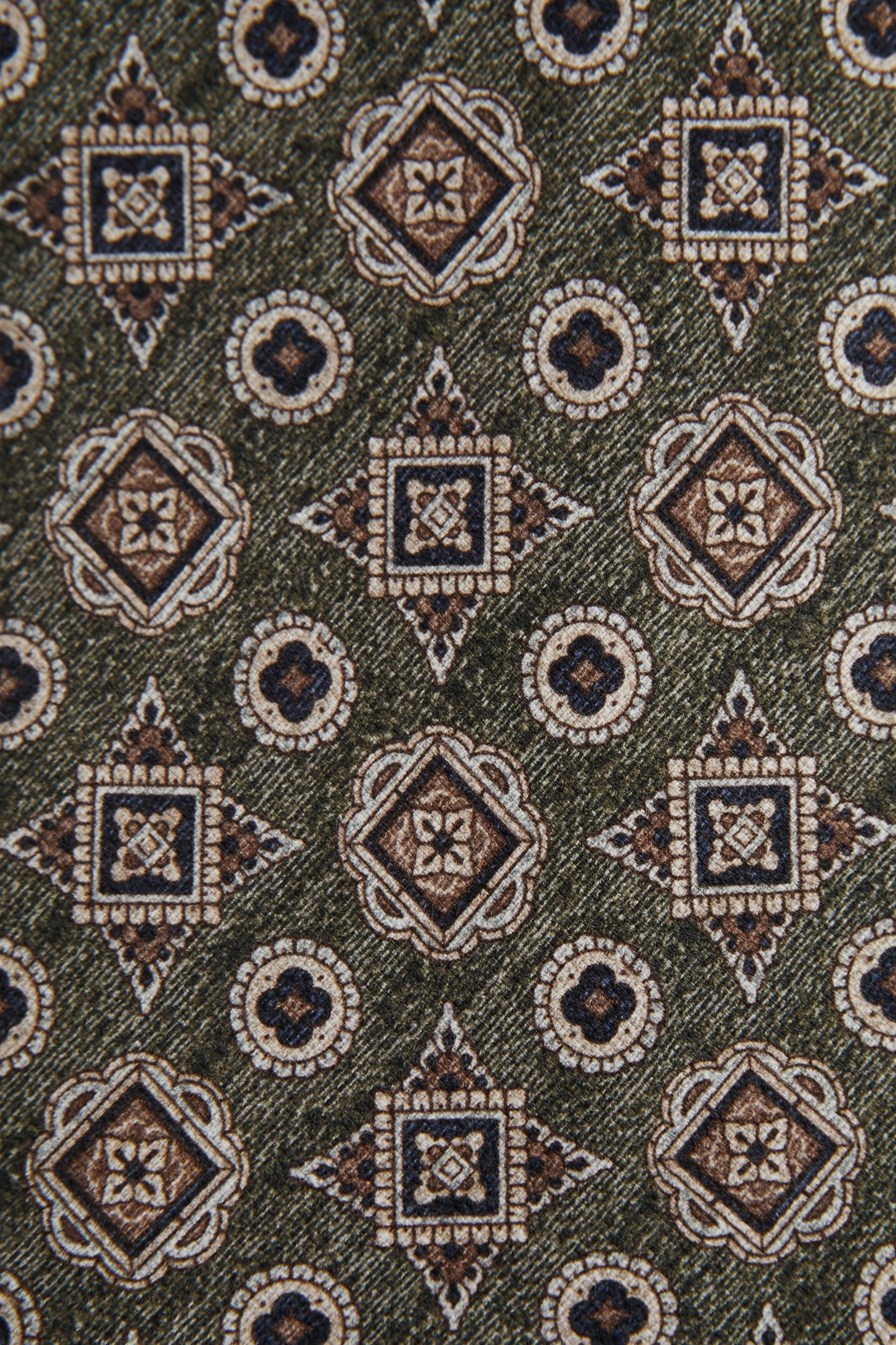 MIXED MEDALLION SILK TIE OLIVE MELANGE 5