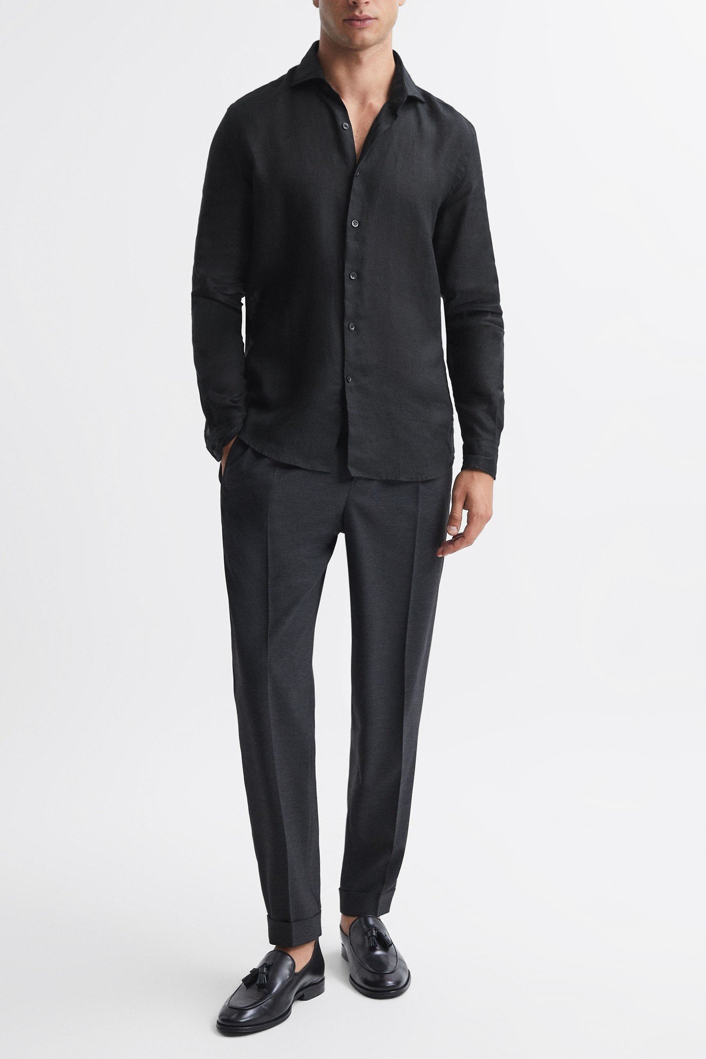 LONGSLEEVE LINEN SHIRT BLACK 8