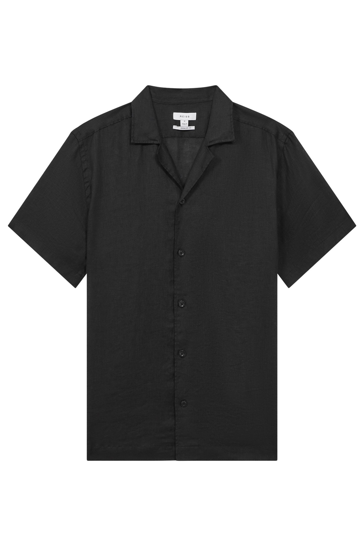 SHORTSLEEVE CUBAN COLLAR LINEN SHIRT BLACK 1