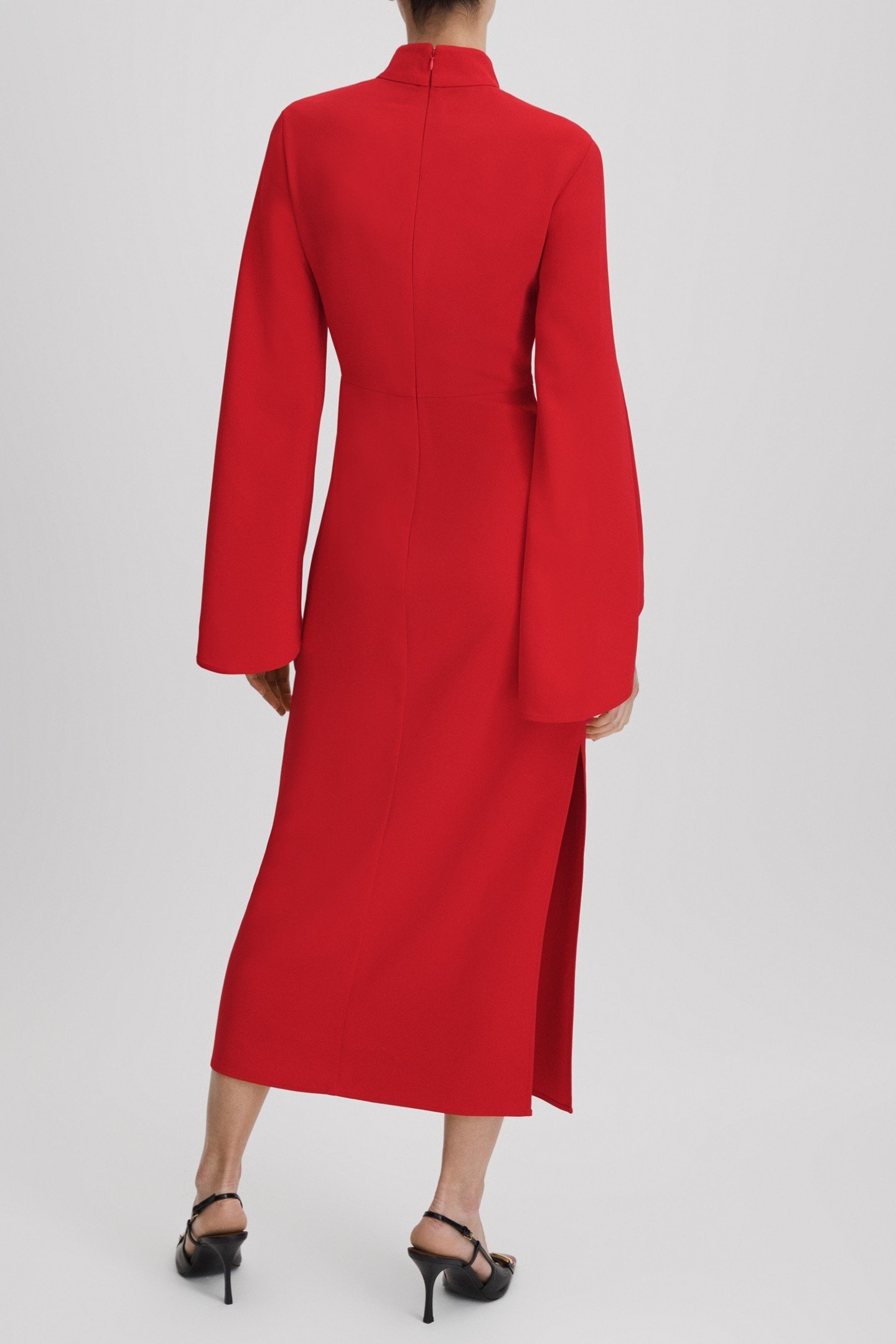 LONG SLEEVE BODYCON DRESS RED 3