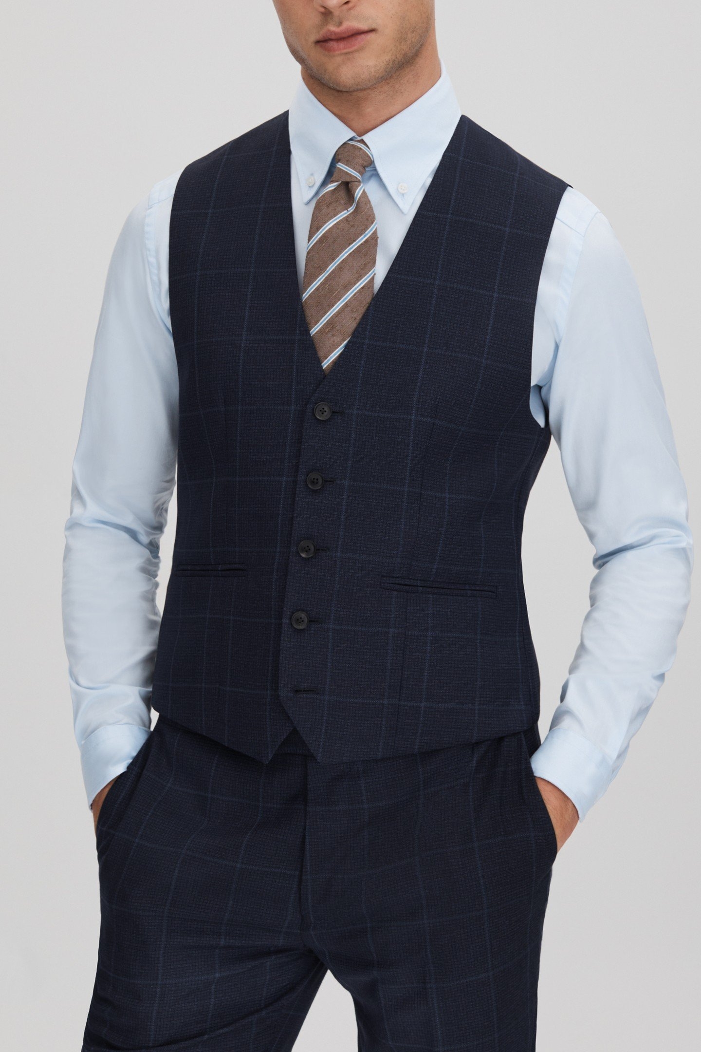 WINDOWPANE HORSESHOE WAISTCOAT NAVY 2