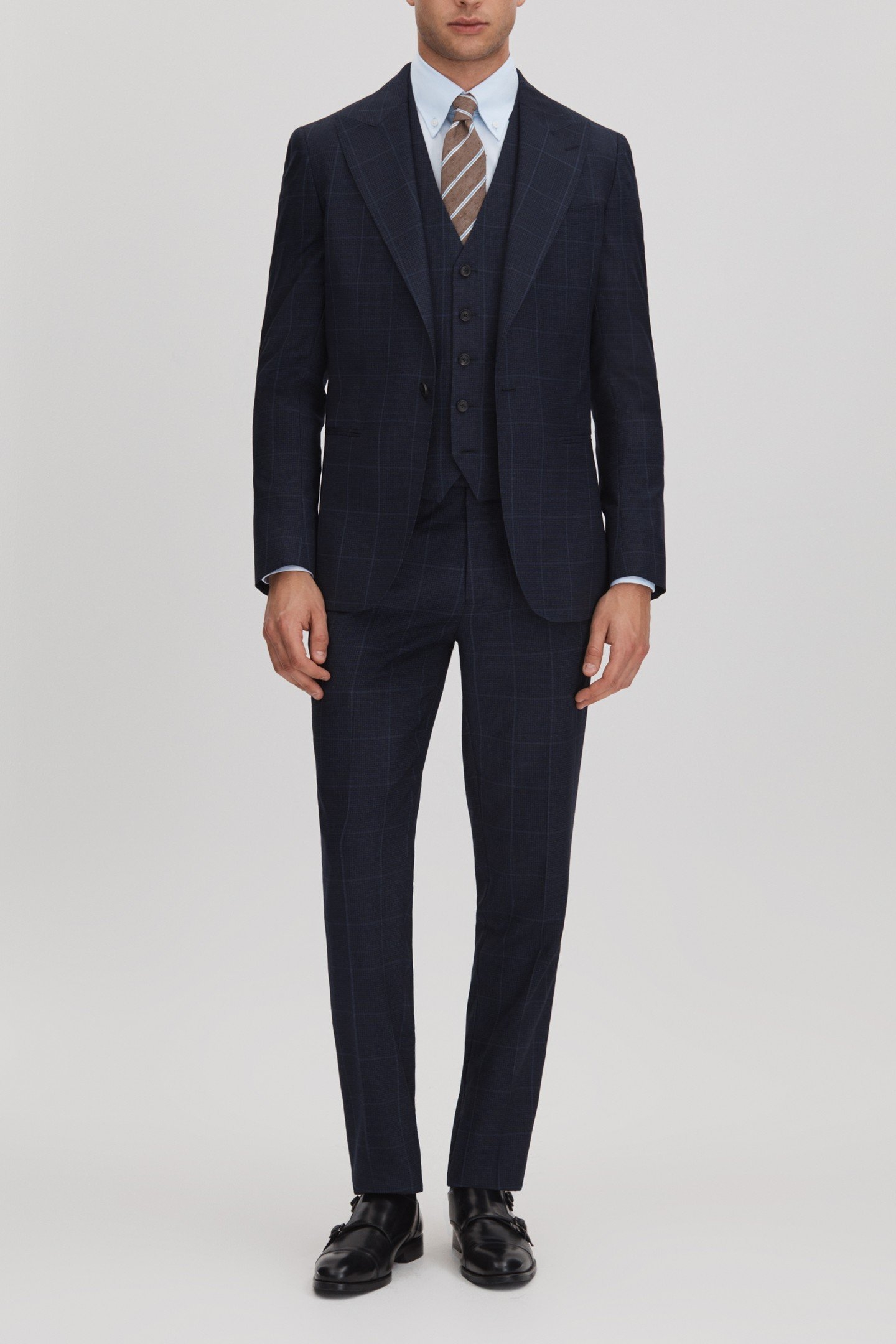 WINDOWPANE HORSESHOE WAISTCOAT NAVY 3