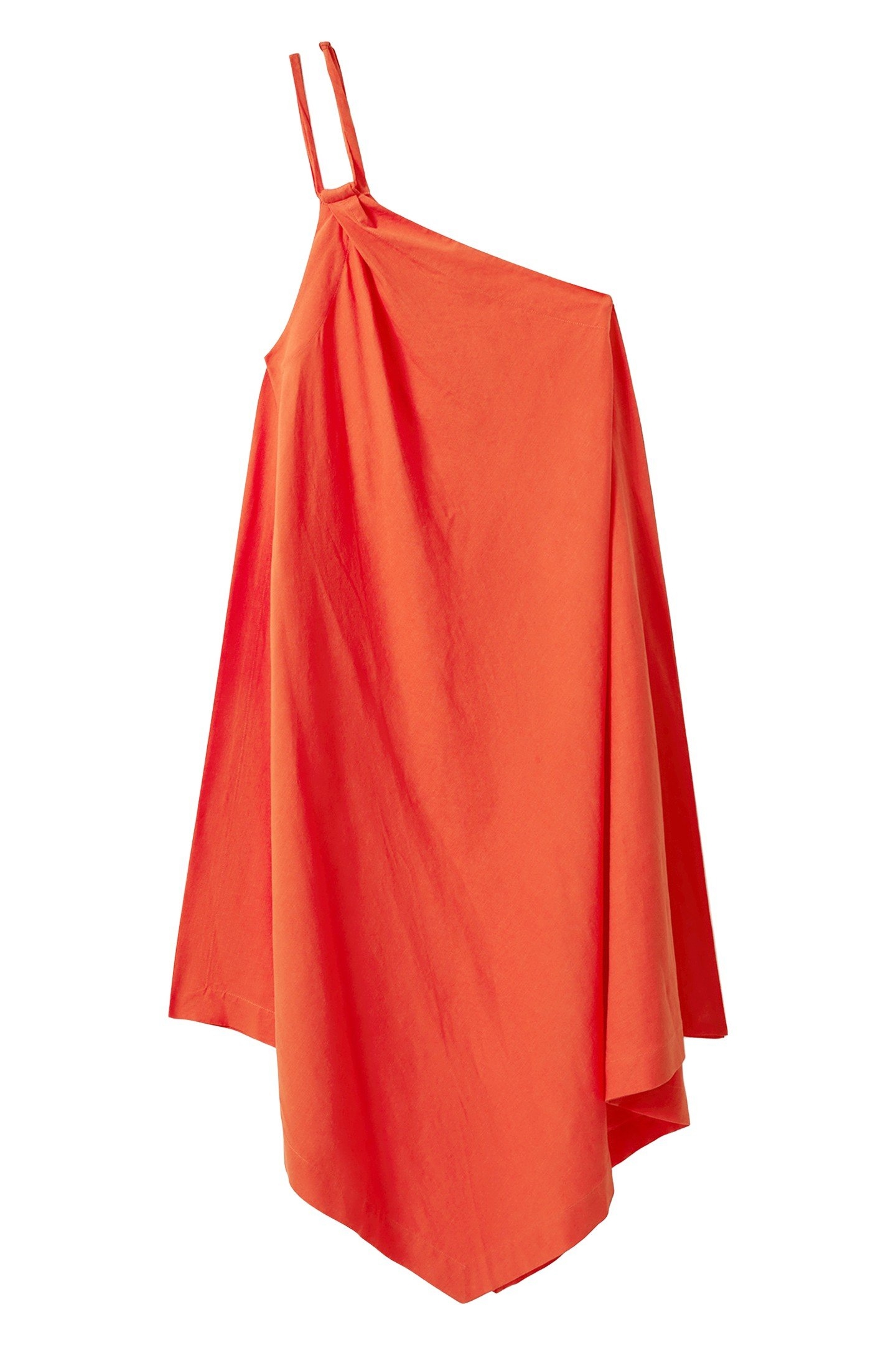 ONE SHOULDER LINEN DRESS ORANGE 1