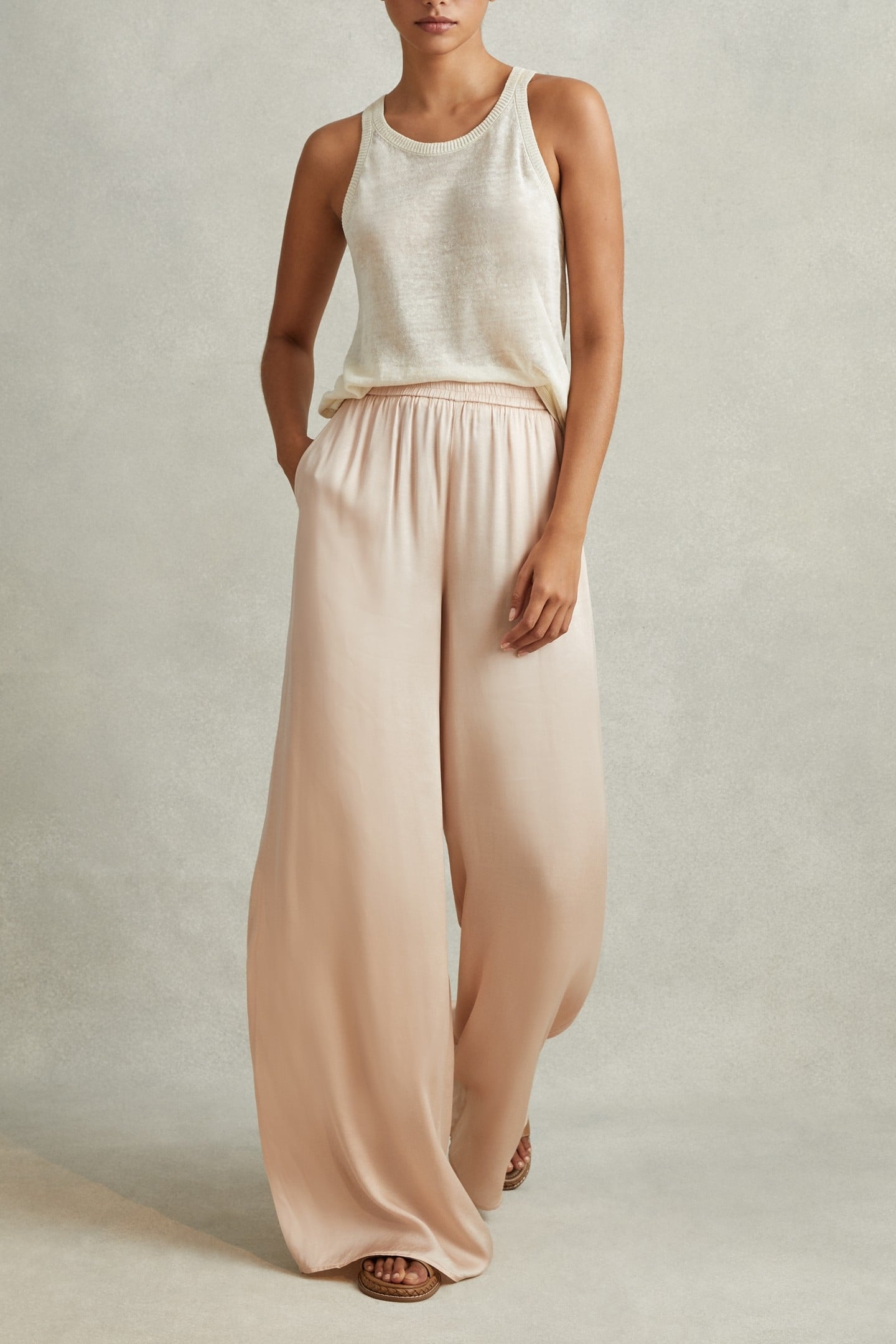 WIDE LEG OCCASION TROUSER CHAMPAGNE 1