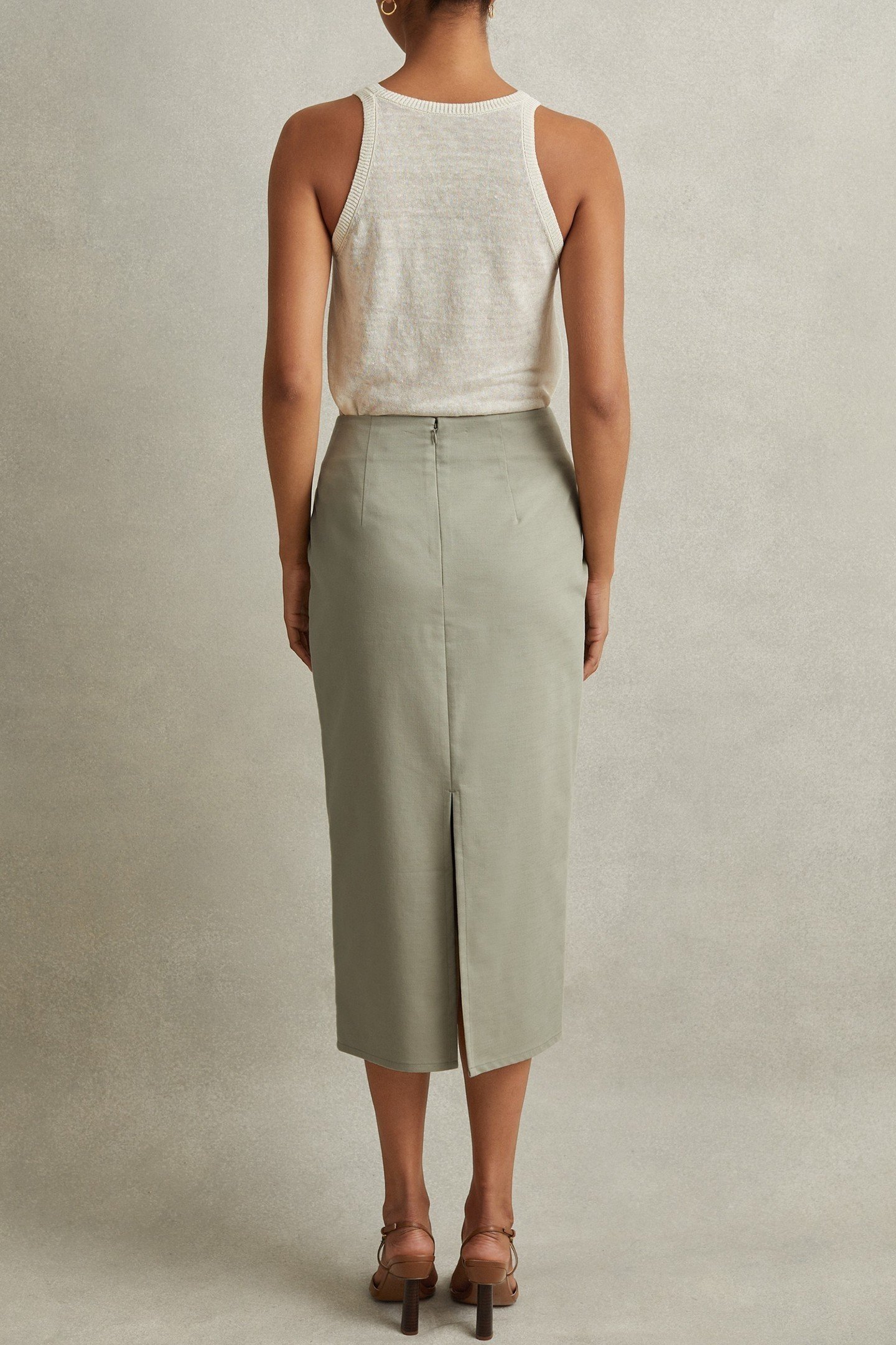 WRAP MIDI SKIRT KHAKI 5