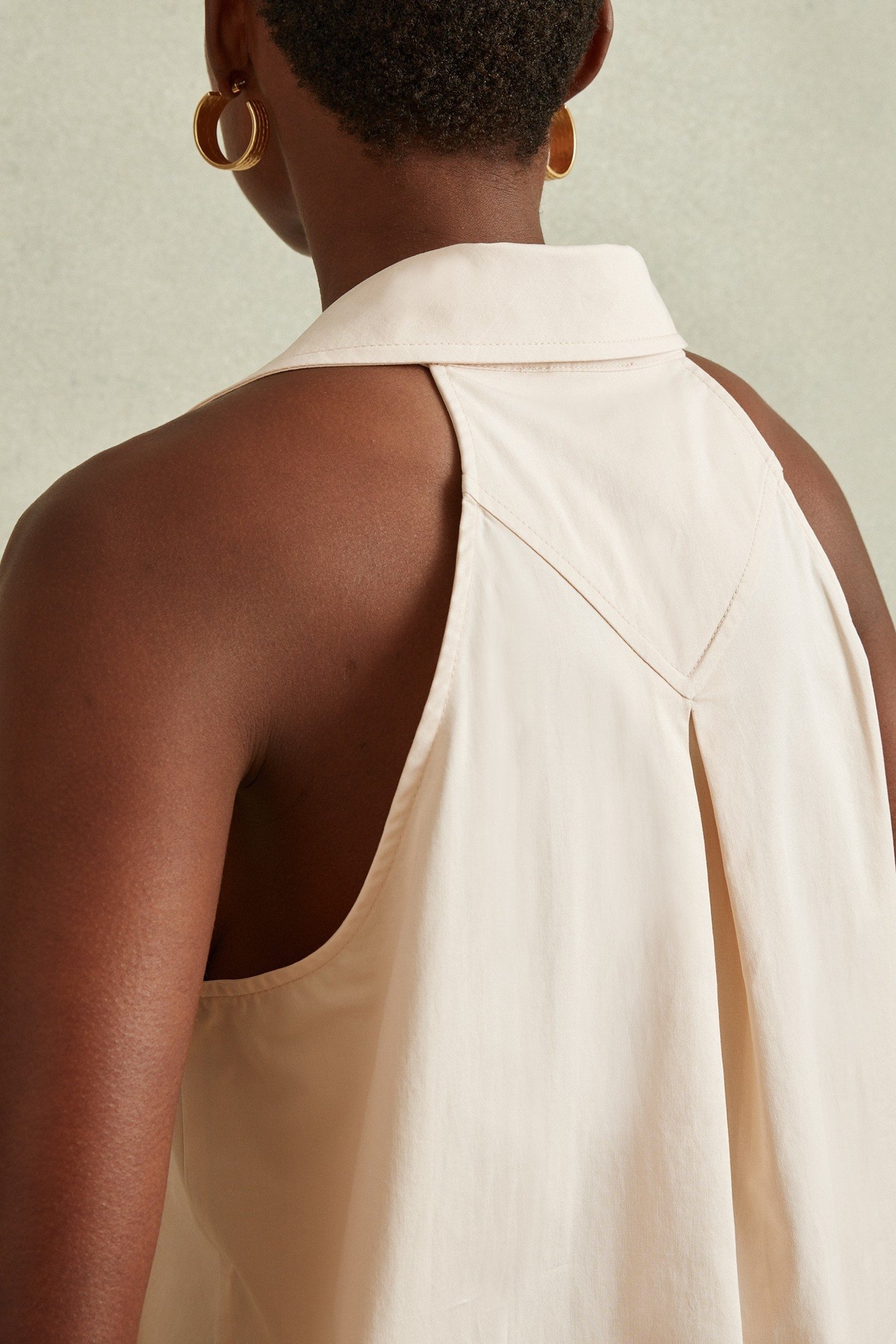 COTTON COLLAR SLEEVELESHORTSLEEVE TOP NEUTRAL 1