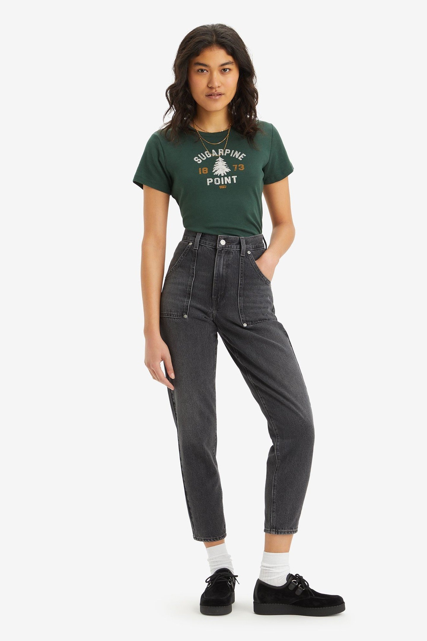 HW MOM JEAN WORKWEAR SQUARE PEG BLACK 1